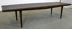 Mid-Century Danish Modern Walnut Slat Bench Coffee Table