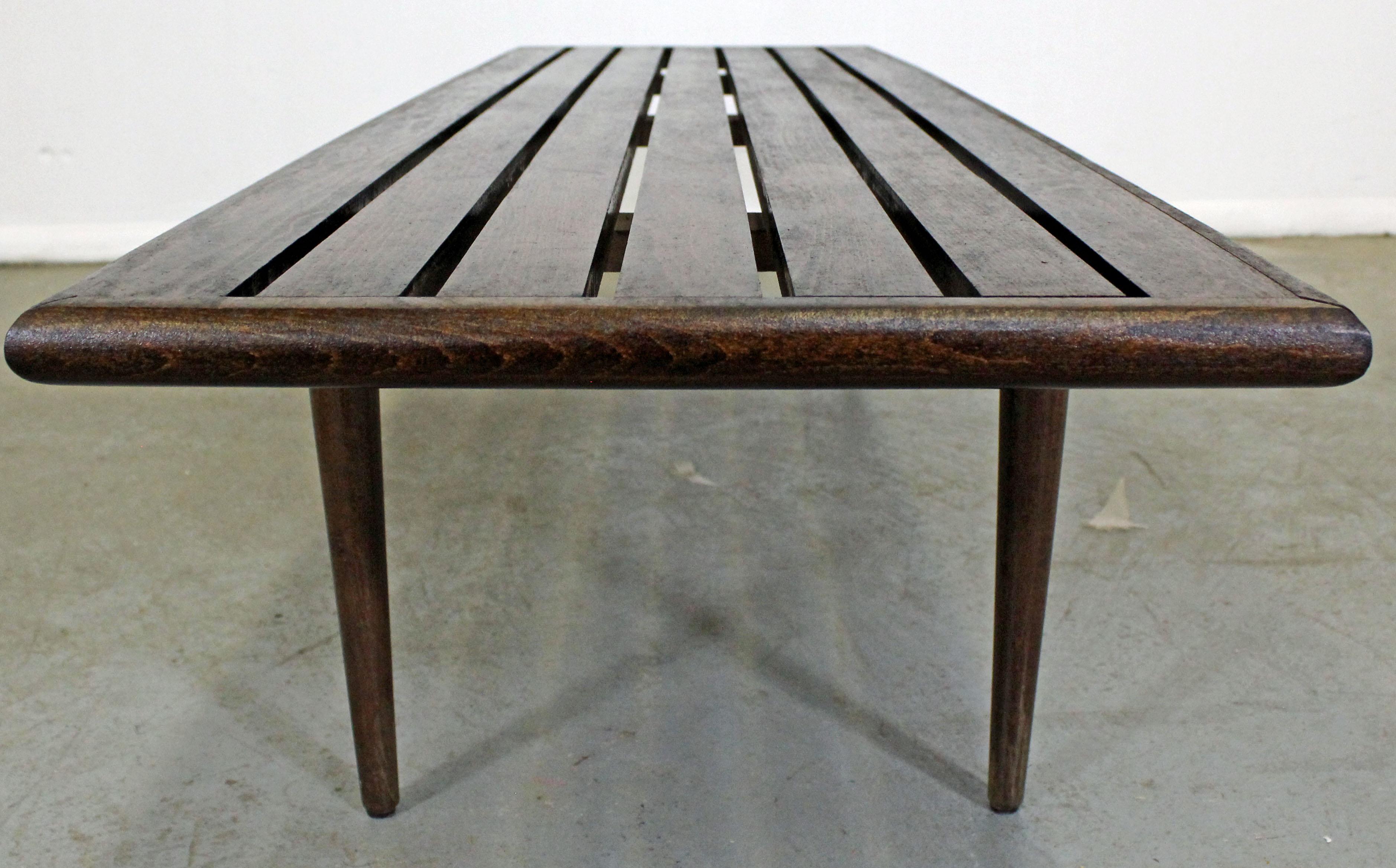 Mid-Century Danish Modern Walnut Slat Bench Coffee Table In Excellent Condition In Wilmington, DE