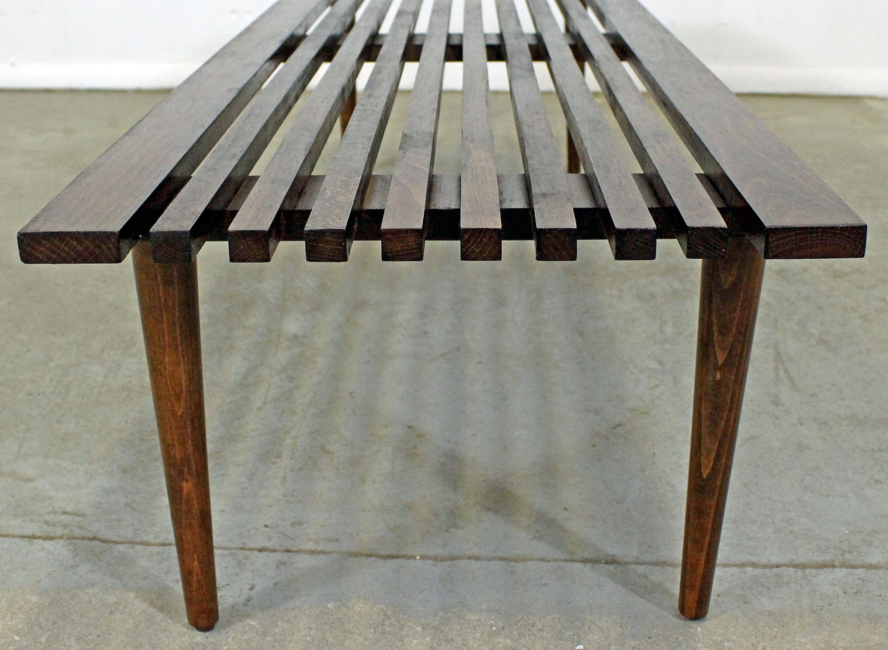 20th Century Mid-Century Danish Modern Walnut Slat Bench Coffee Table