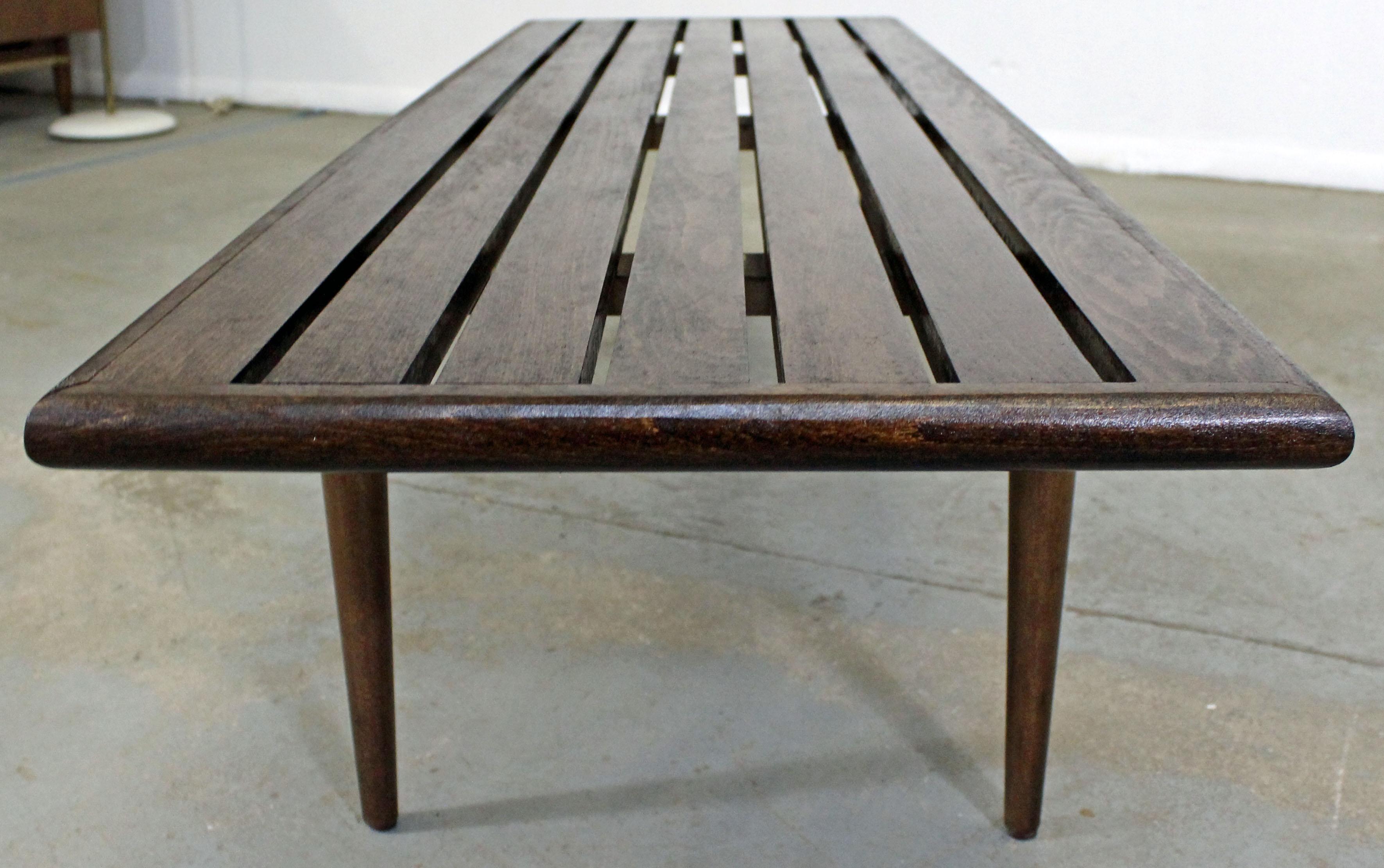 20th Century Mid-Century Danish Modern Walnut Slat Bench Coffee Table