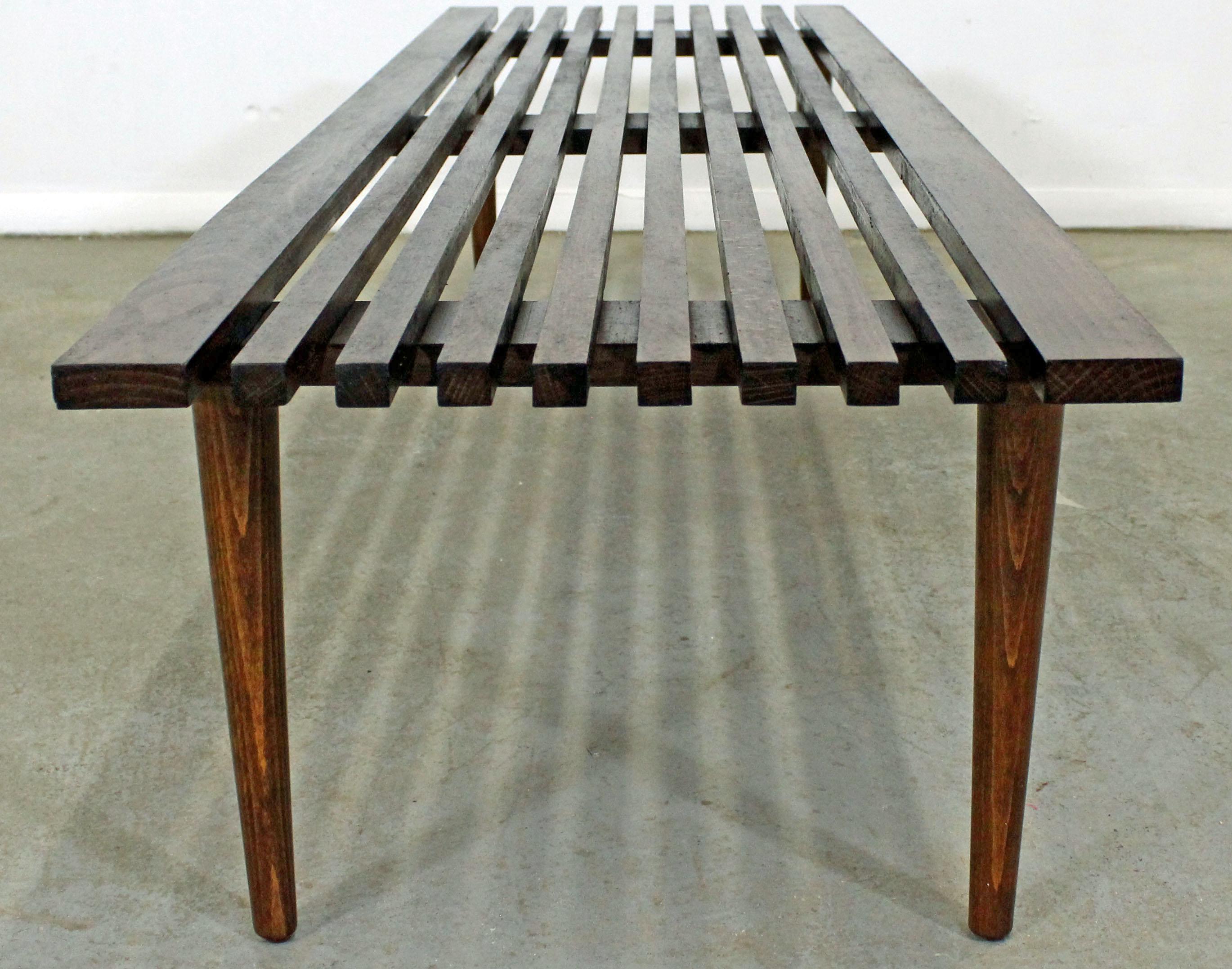 Mid-Century Danish Modern Walnut Slat Bench Coffee Table 1
