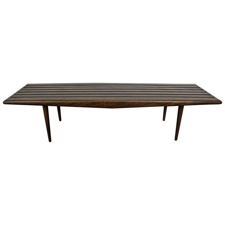 MidCentury Danish Modern Walnut Slat Bench Coffee Table at 1stDibs