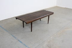 Mid-Century Danish Modern Walnut Slat Bench End/Side Table