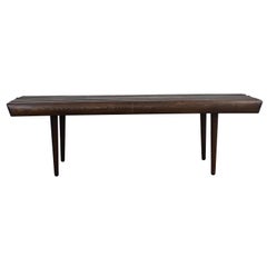 Mid-Century Danish Modern Walnut Slat Bench End/Side Table