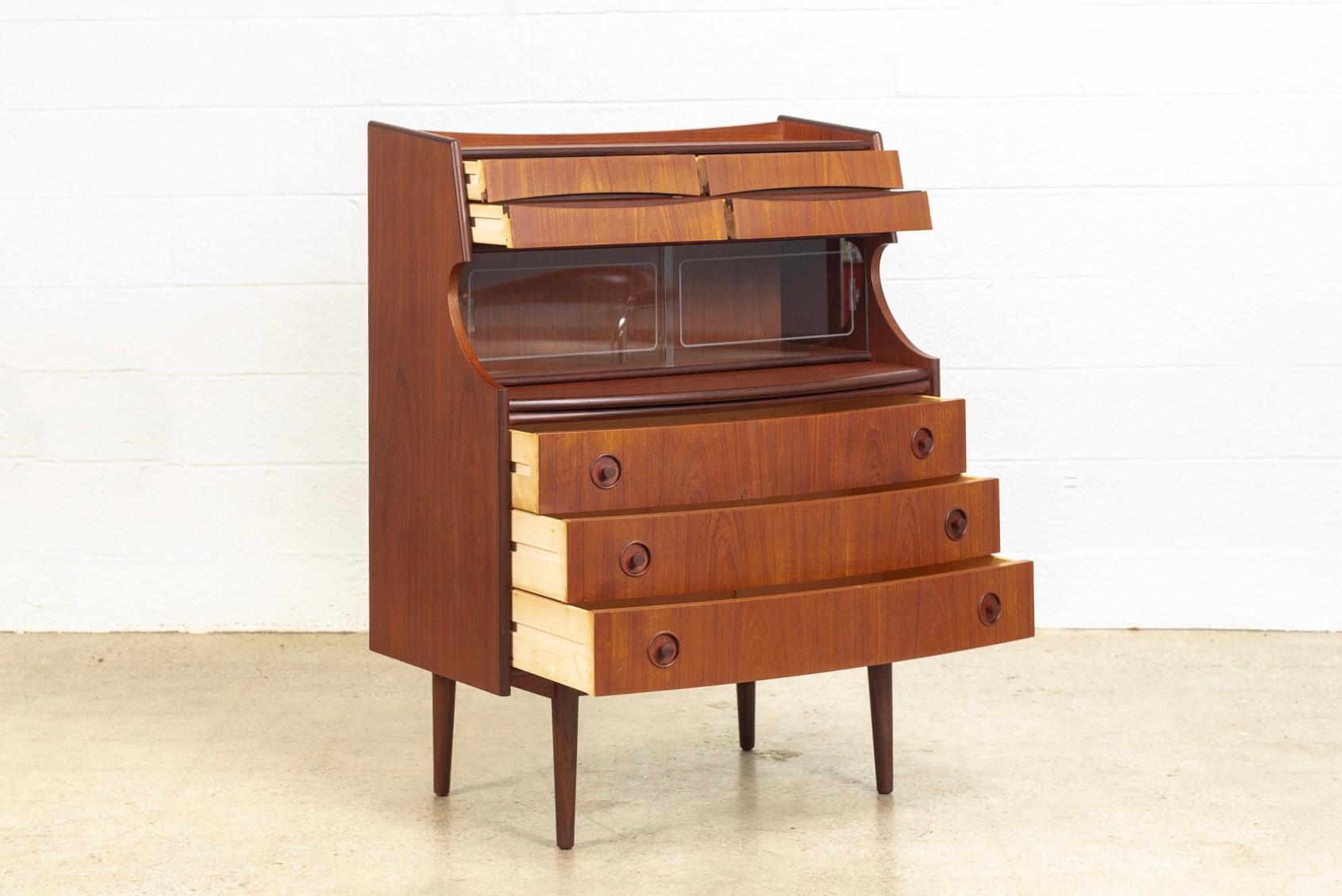 Mid-20th Century Midcentury Danish Modern Walnut Wood Two-Toned Secretary Desk or Bar Cabinet For Sale