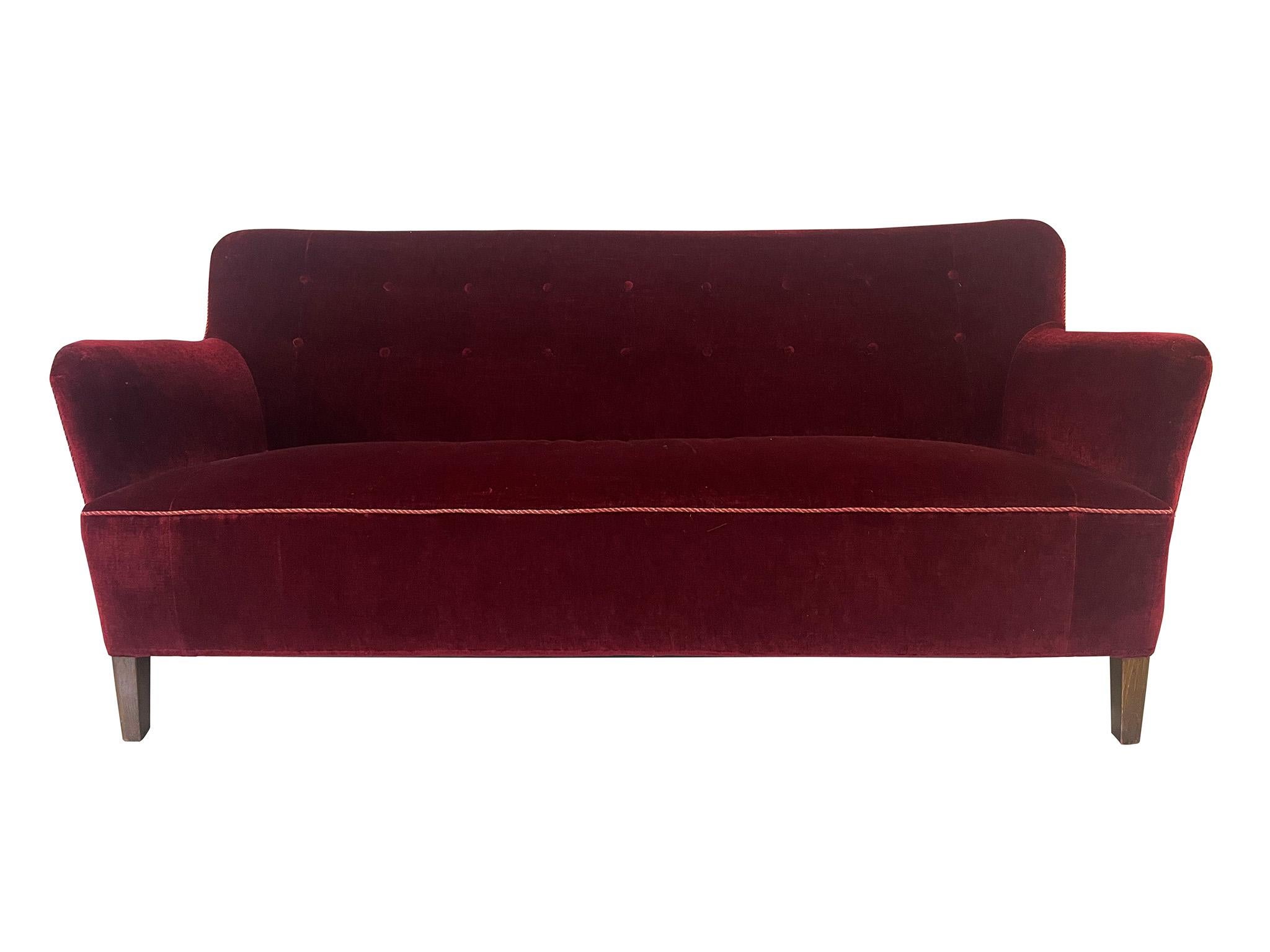 Mid-Century Danish Modern Wingback Mohair Sofa by Slagelse Møbelværk In Good Condition In New York, NY