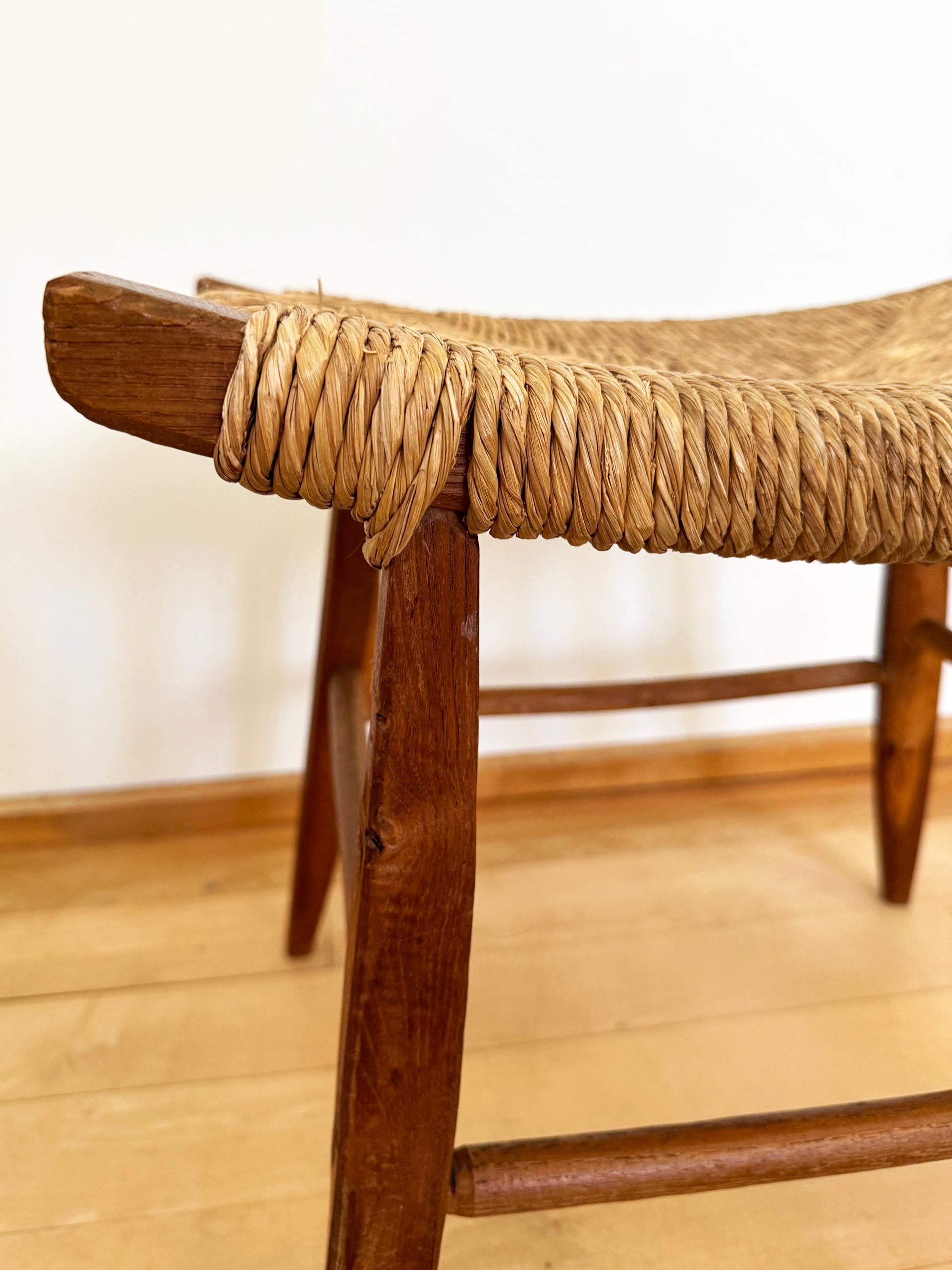 Scandinave moderne Tabouret en jonc tissé Ropecord, siège d'appoint, du milieu du siècle dernier, Danish Modern en vente