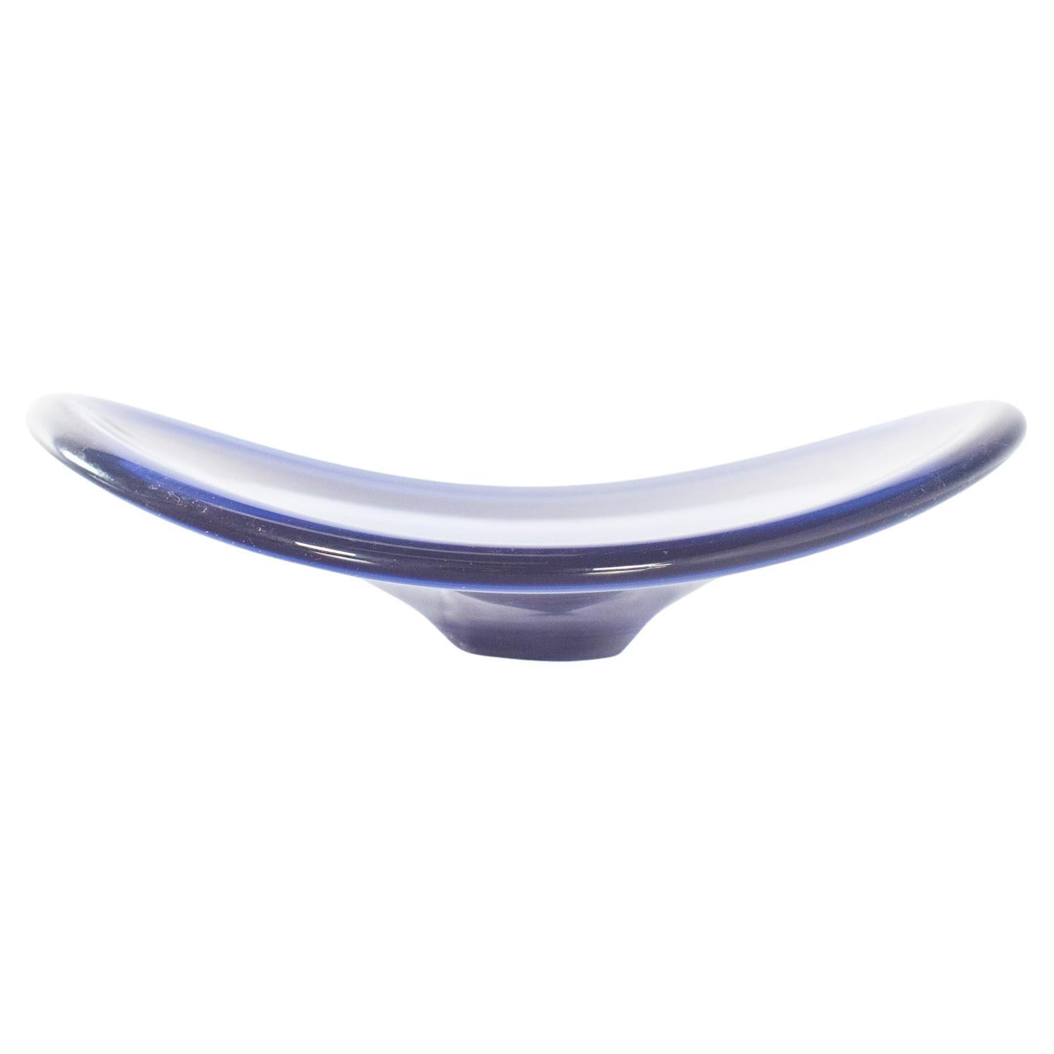 Dänische Obstschale aus geformtem Glas, Mitte des Jahrhunderts