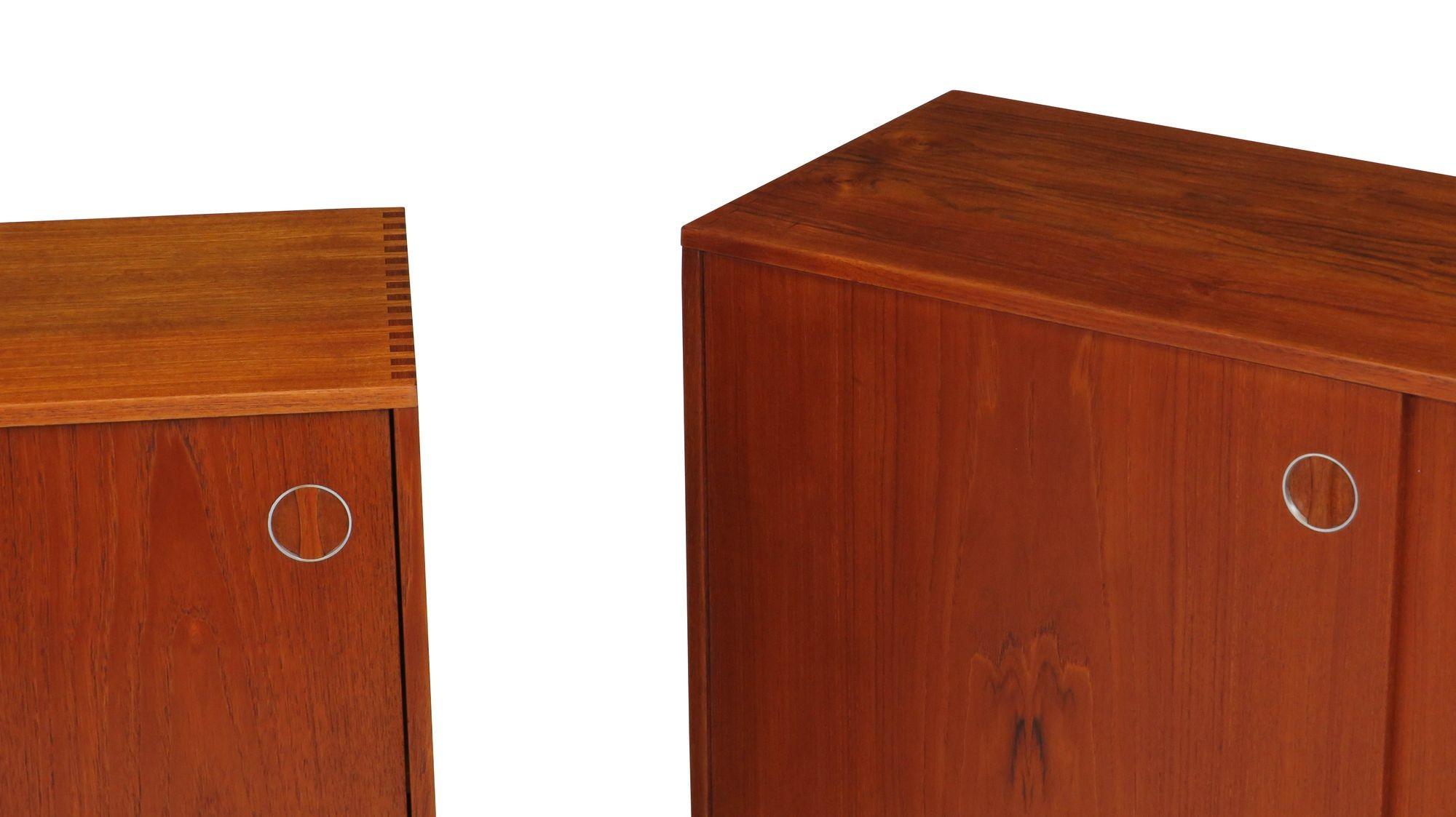 Midcentury Danish Narrow Teak Nightstand / Entryway Cabinet In Excellent Condition In Oakland, CA