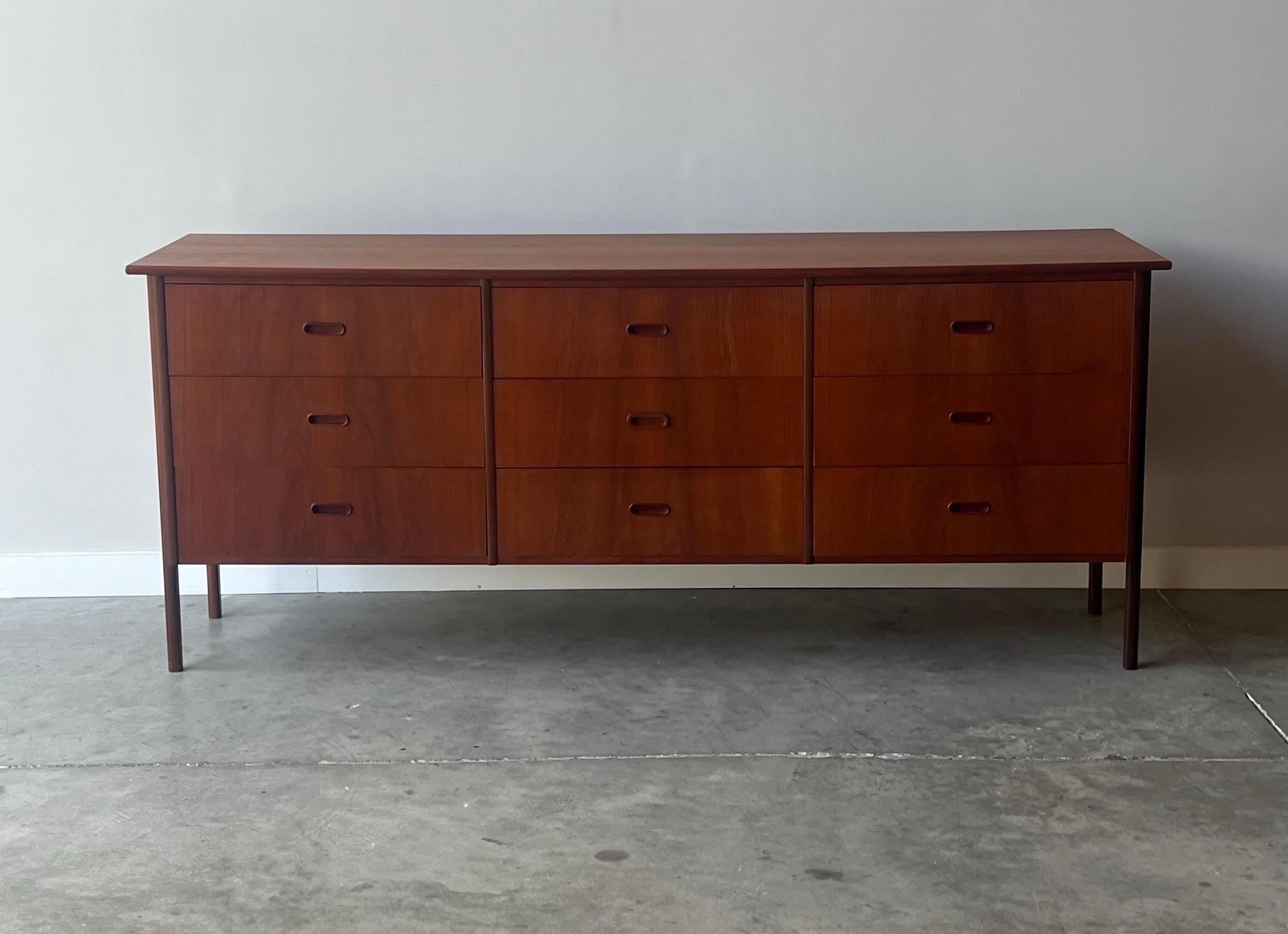 Mid-20th Century Mid-Century Danish Nine Drawer Dresser