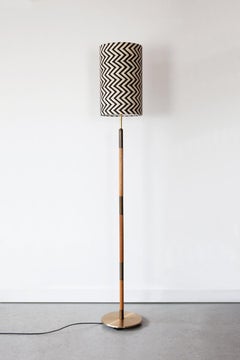 Mid Century, Danish, Oak & Brass Floor Lamp
