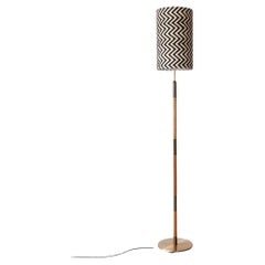Mid Century, Danish, Oak & Brass Floor Lamp