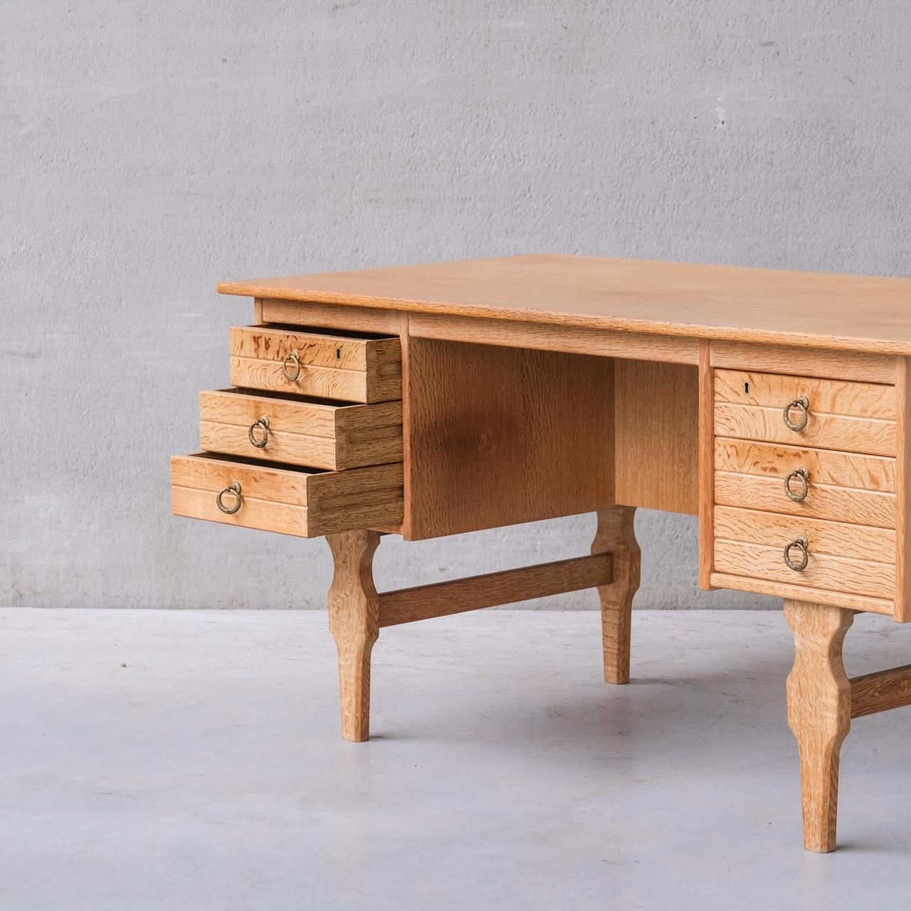 Mid-20th Century Mid-Century Danish Oak Desk attr. to Henning Kjaernulf For Sale