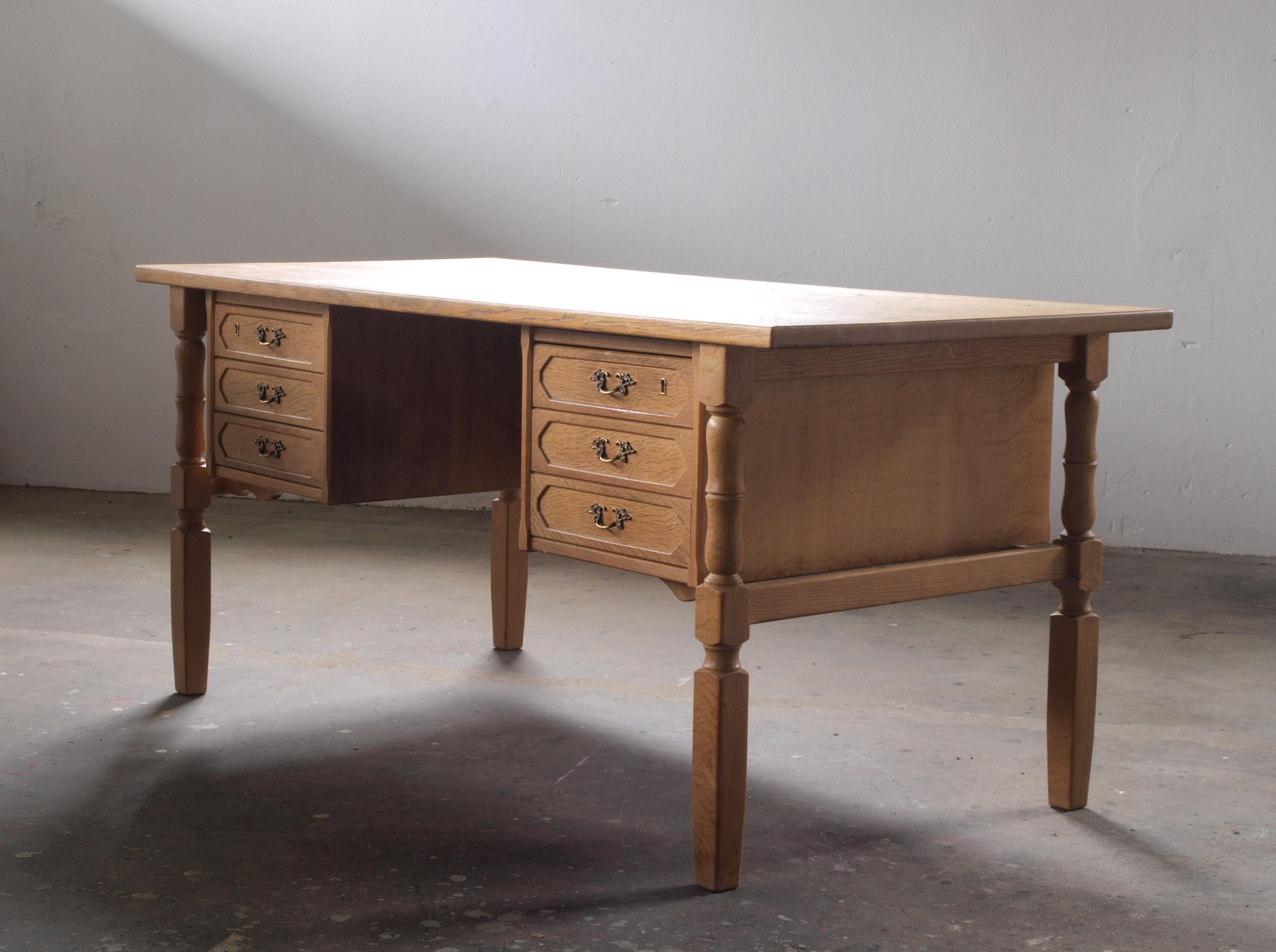 Mid-Century Danish Oak Desk attributed to Henning Kjaernulf For Sale 5