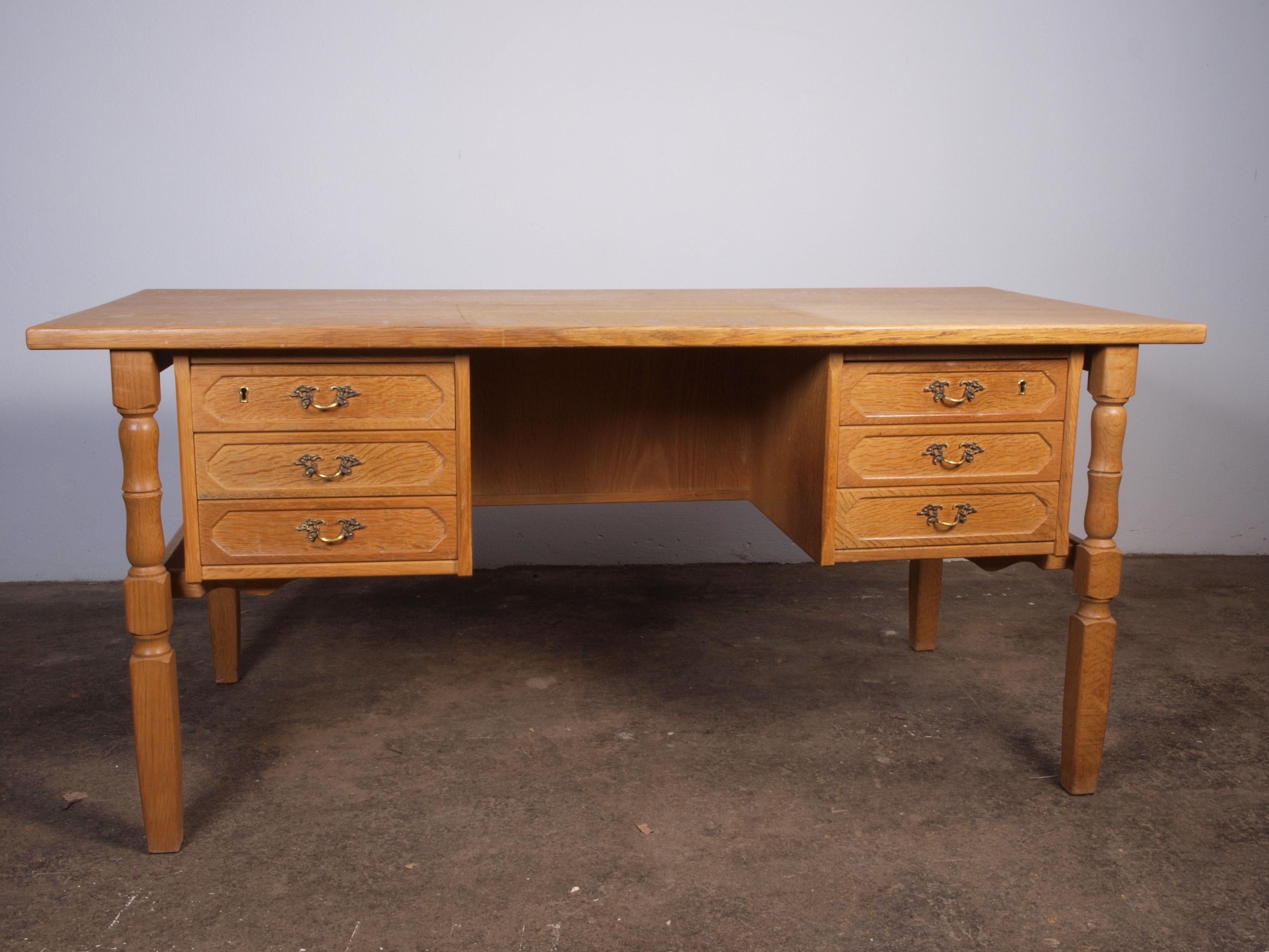 Mid-20th Century Mid-Century Danish Oak Desk attributed to Henning Kjaernulf For Sale
