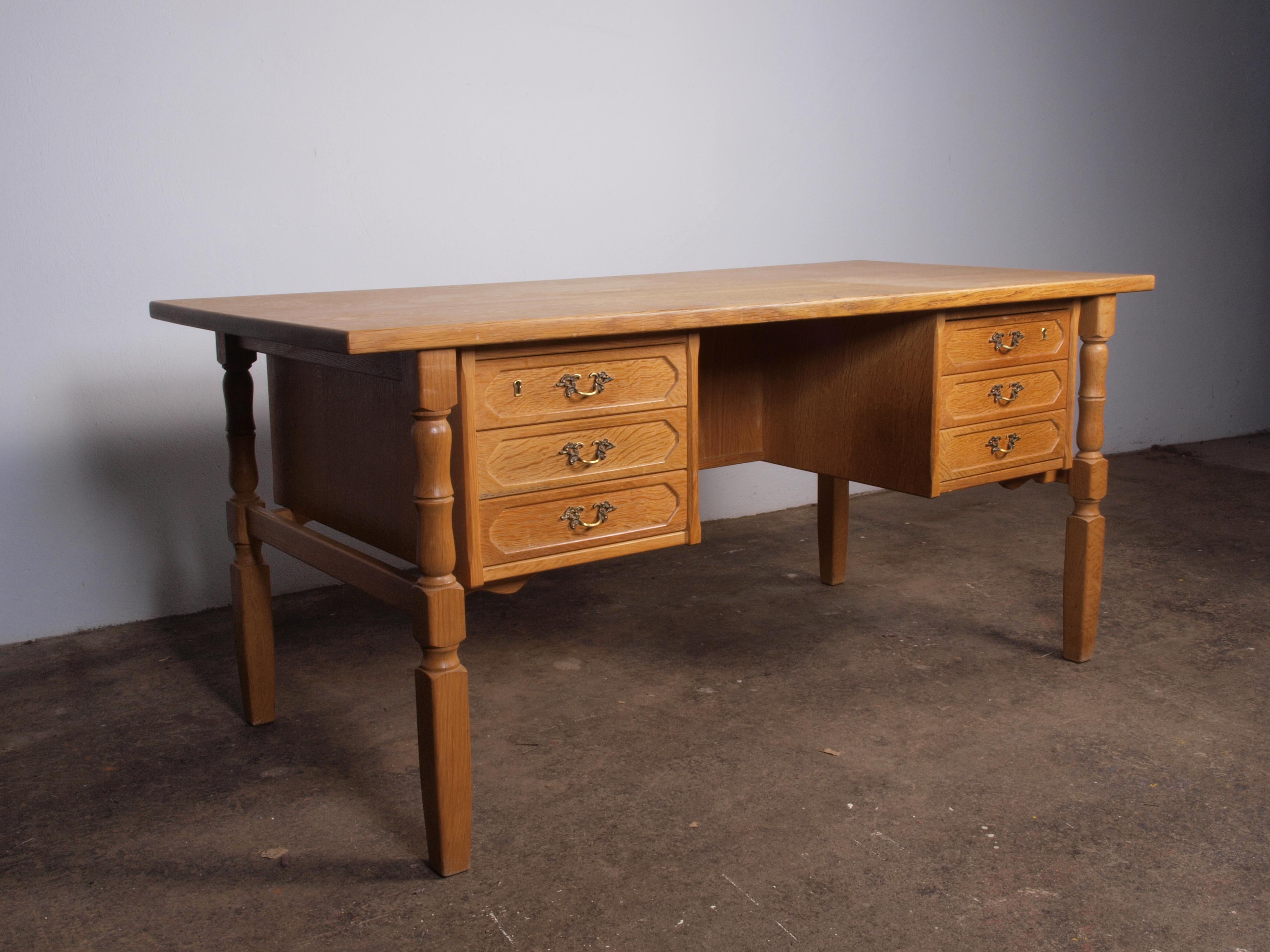 Mid-Century Danish Oak Desk attributed to Henning Kjaernulf For Sale 2