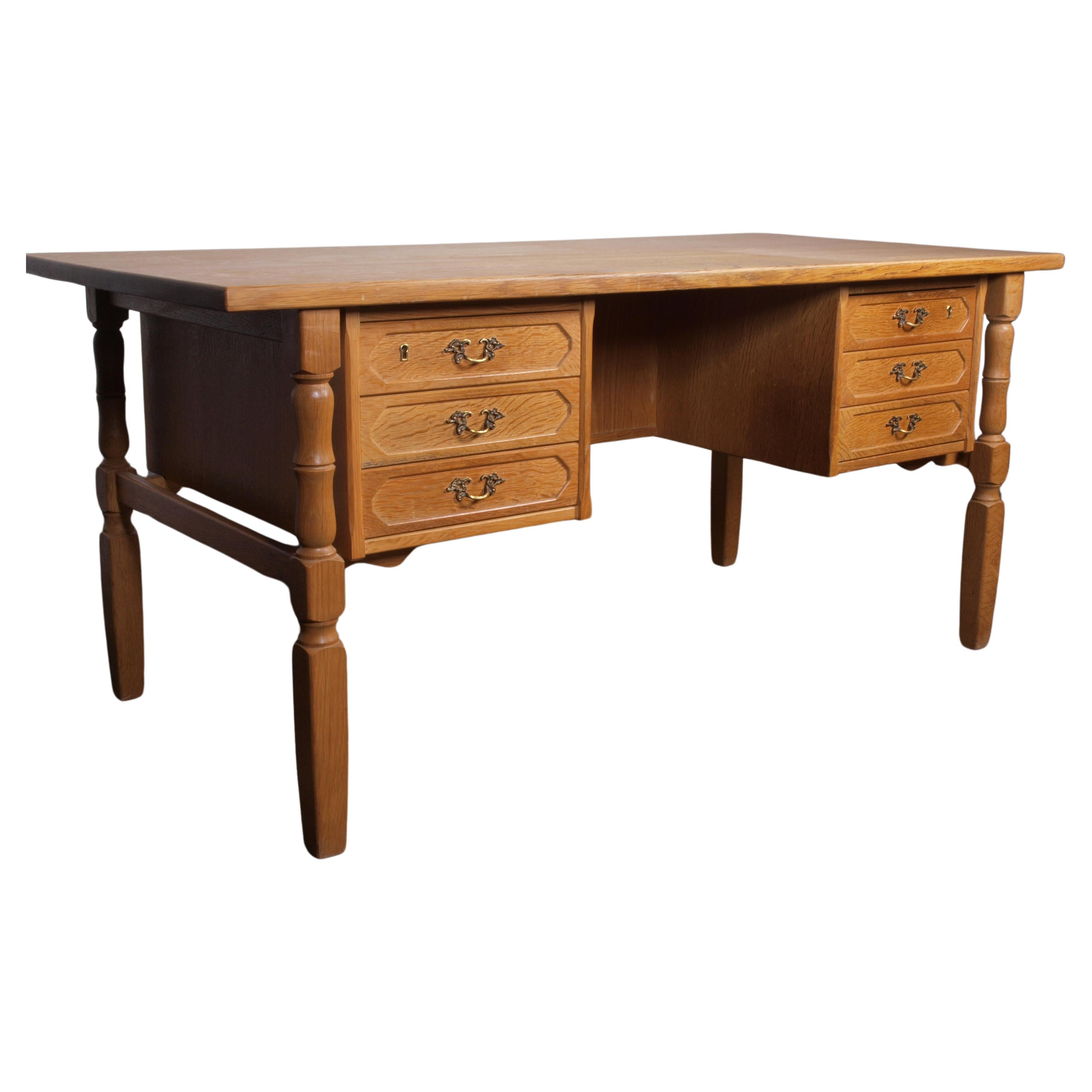 Mid-Century Danish Oak Desk attributed to Henning Kjaernulf For Sale