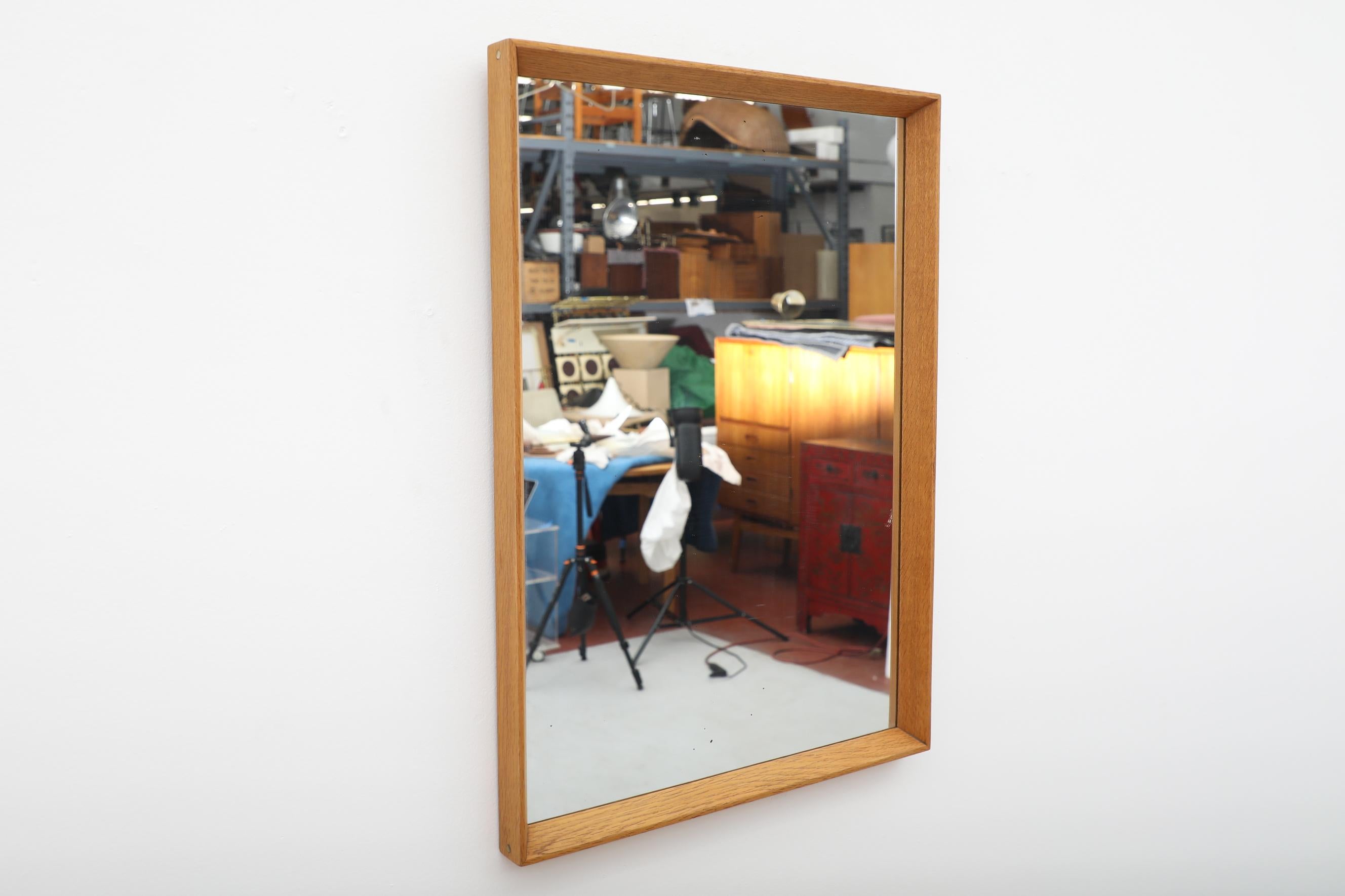 Midcentury Danish Oak Mirror Attributed to Aksel Kjersgaard In Good Condition In Los Angeles, CA