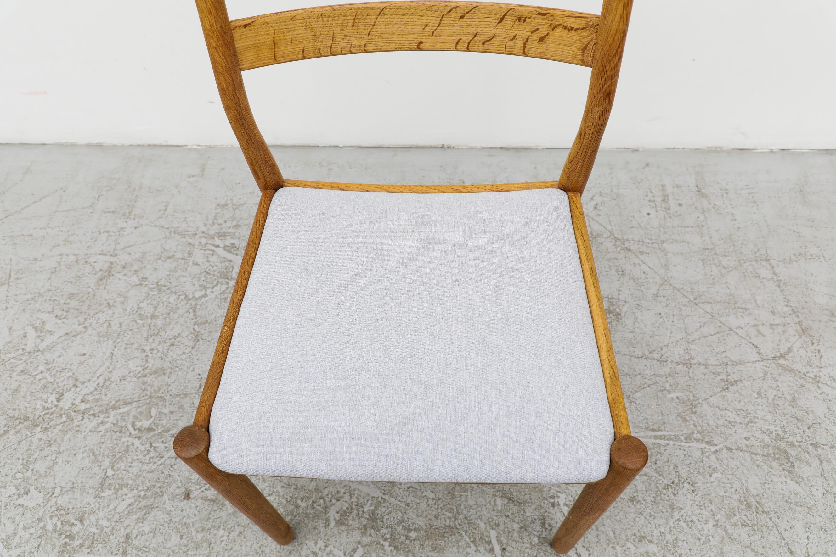 Midcentury Danish Oak Side Chair by Poul Volther w/ Light Blue Upholstered Seat  For Sale 6