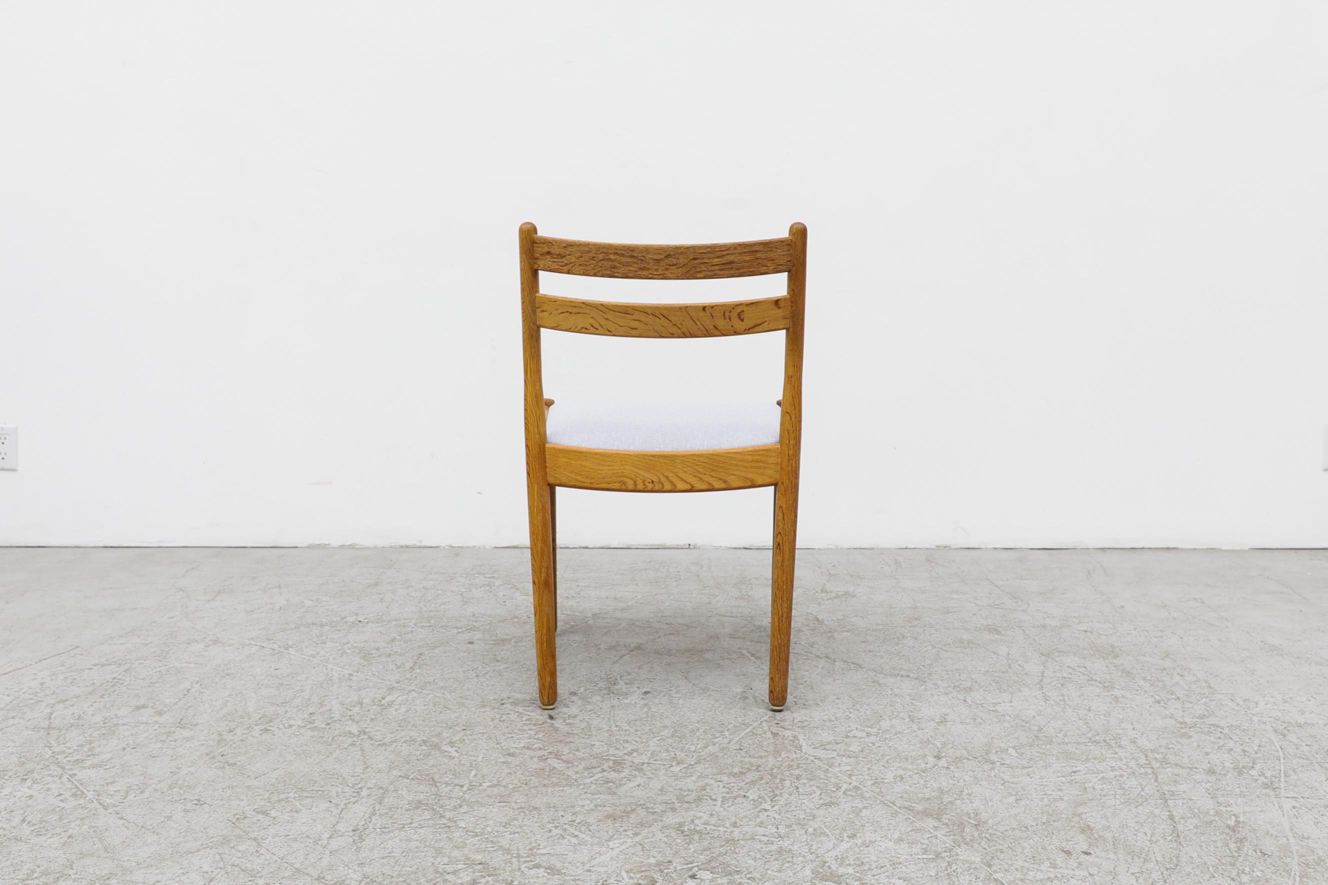 Single Mid-Century Danish Oak Side Chair by Poul Volther with Light Blue Seat For Sale 1