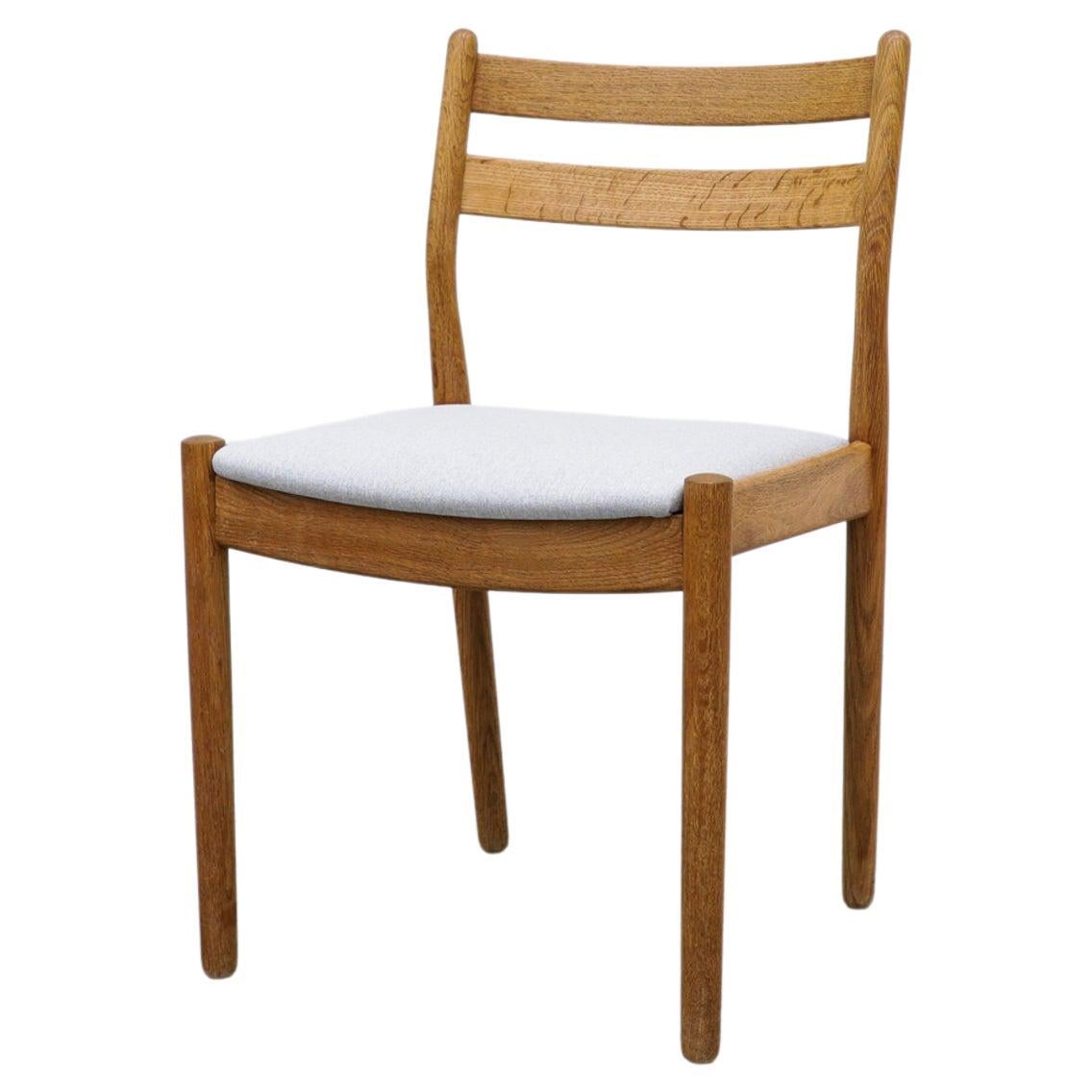 Midcentury Danish Oak Side Chair by Poul Volther w/ Light Blue Upholstered Seat  For Sale