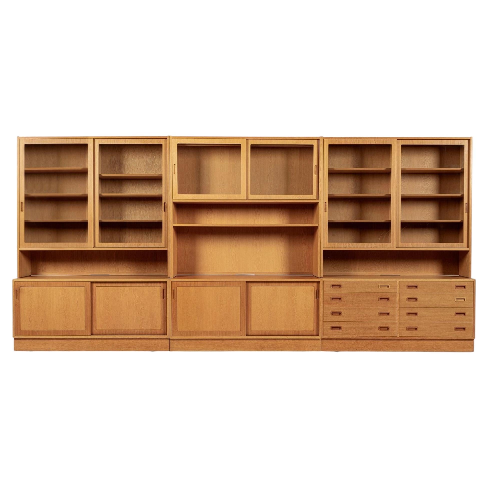 Mid Century Danish Oak Wood Shelving & Display Cabinets by Poul Hundevad