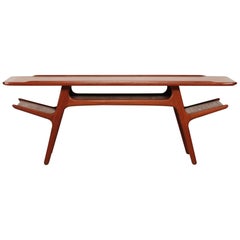 Retro Midcentury Danish Oblong Teak Coffee Table Attributed to Niels O. Møller, 1960s