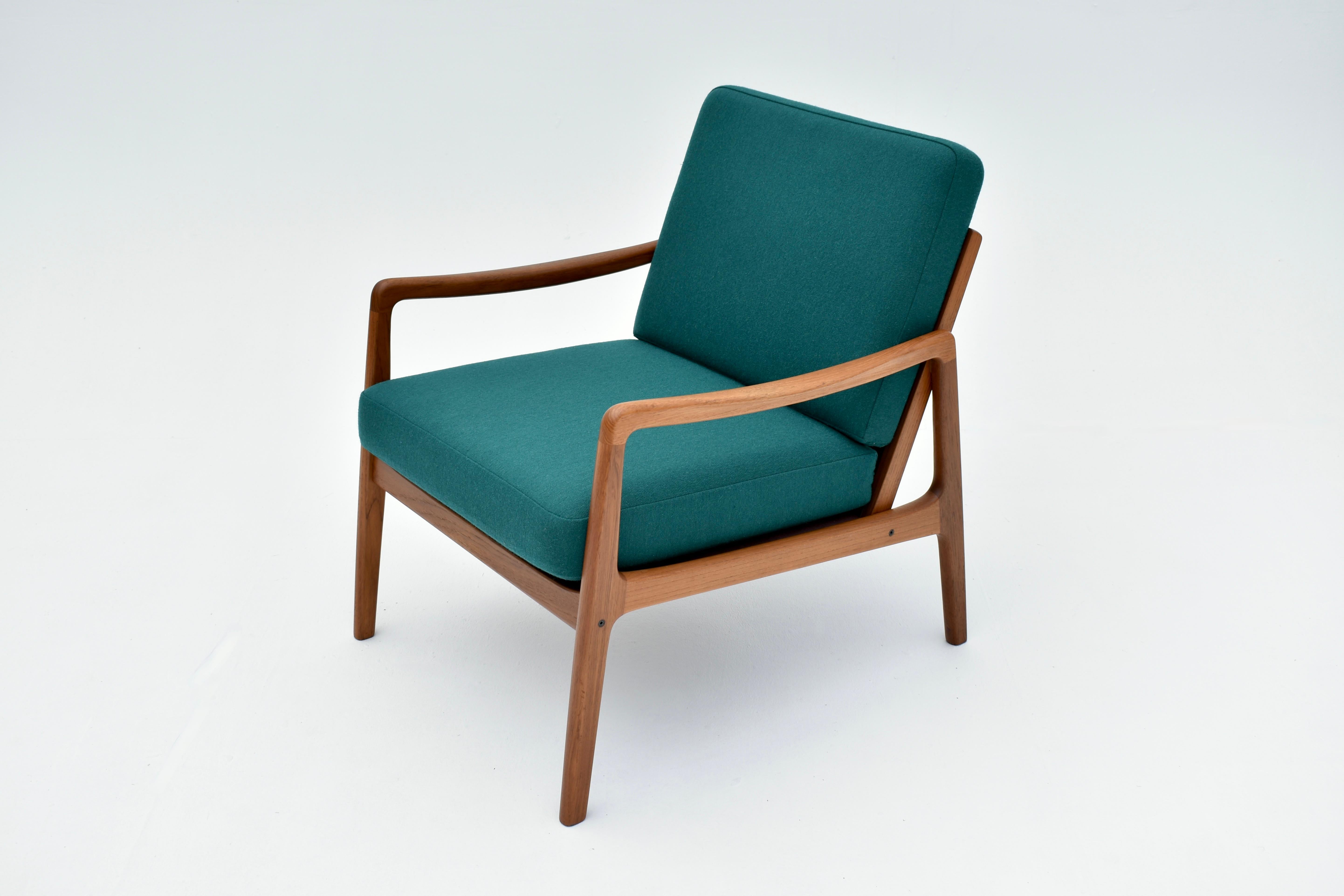 Scandinavian Modern Mid Century Danish Ole Wanscher Model 119 Teak Lounge Chair For France & Son
