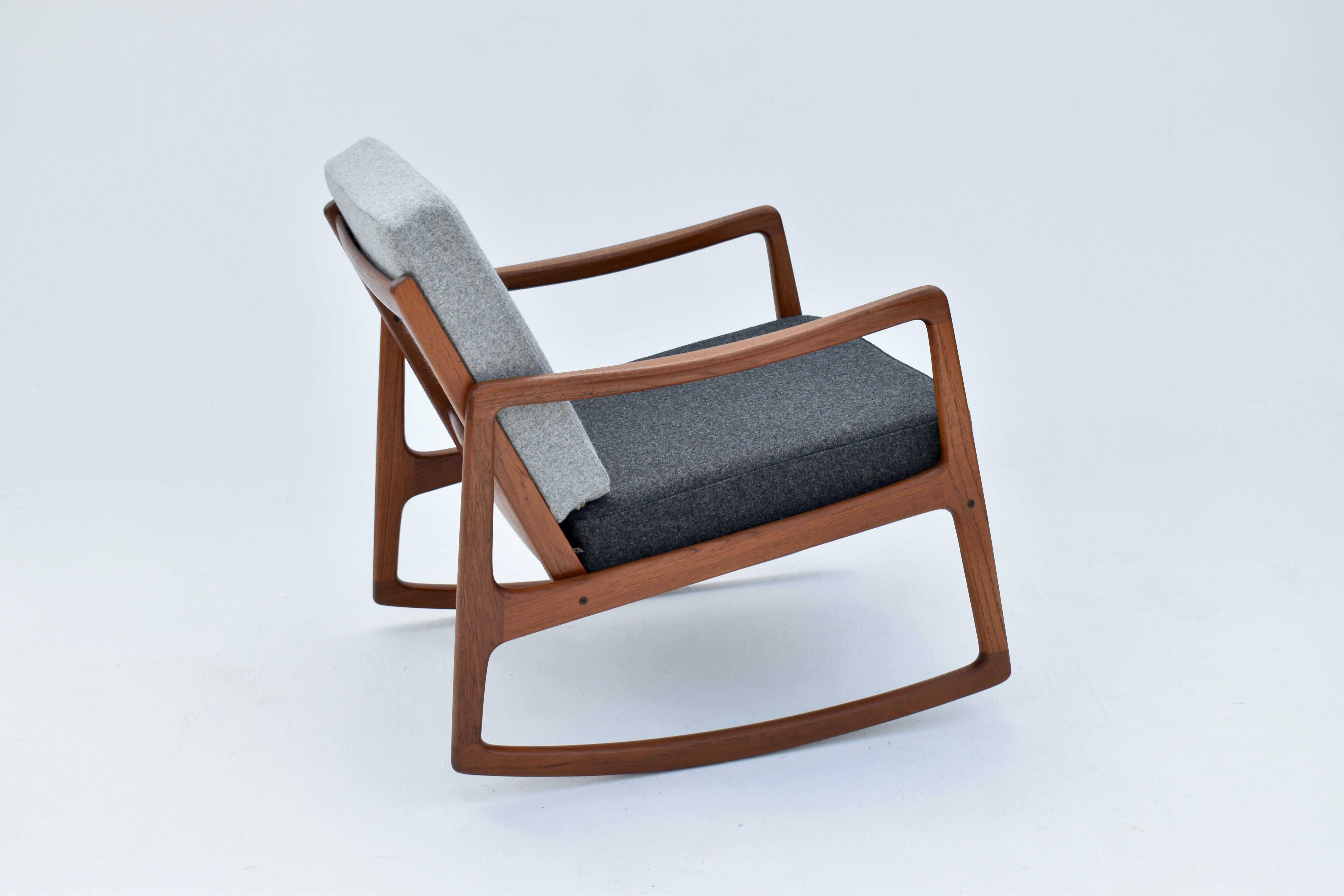 Mid Century Danish Ole Wanscher Model 120 Teak Rocking Chair For France & Son 5