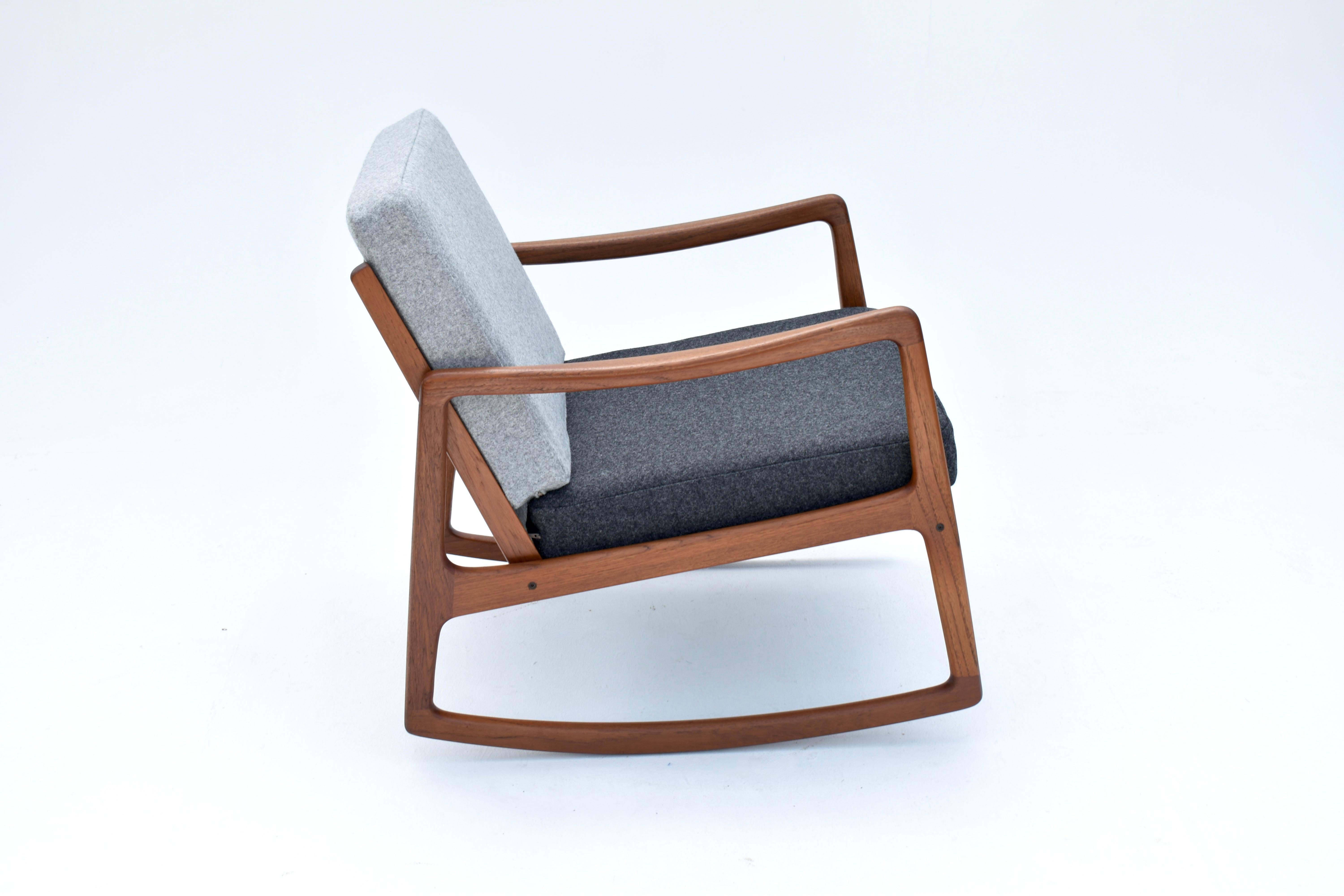 Mid Century Danish Ole Wanscher Model 120 Teak Rocking Chair For France & Son 7