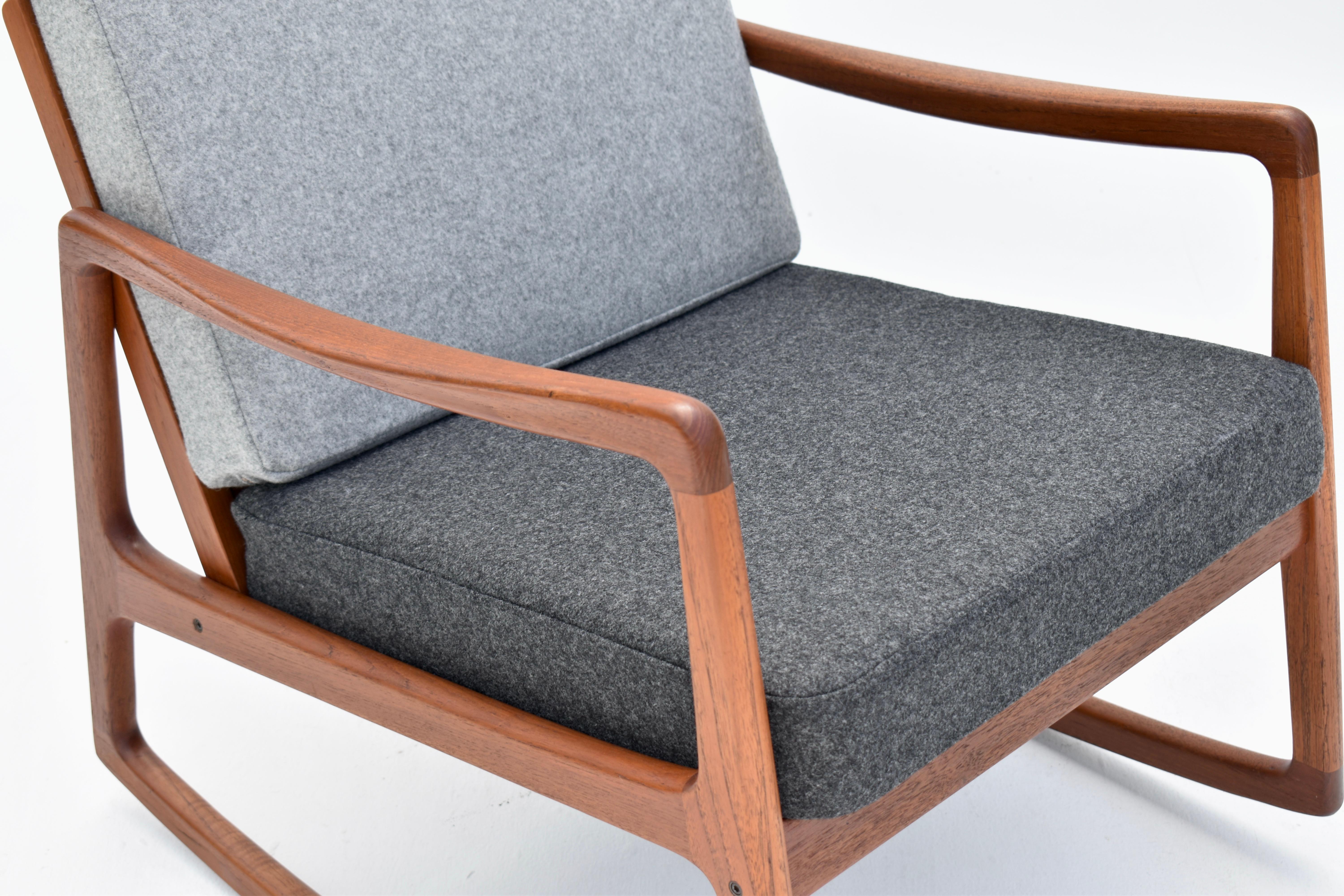 Mid Century Danish Ole Wanscher Model 120 Teak Rocking Chair For France & Son 9