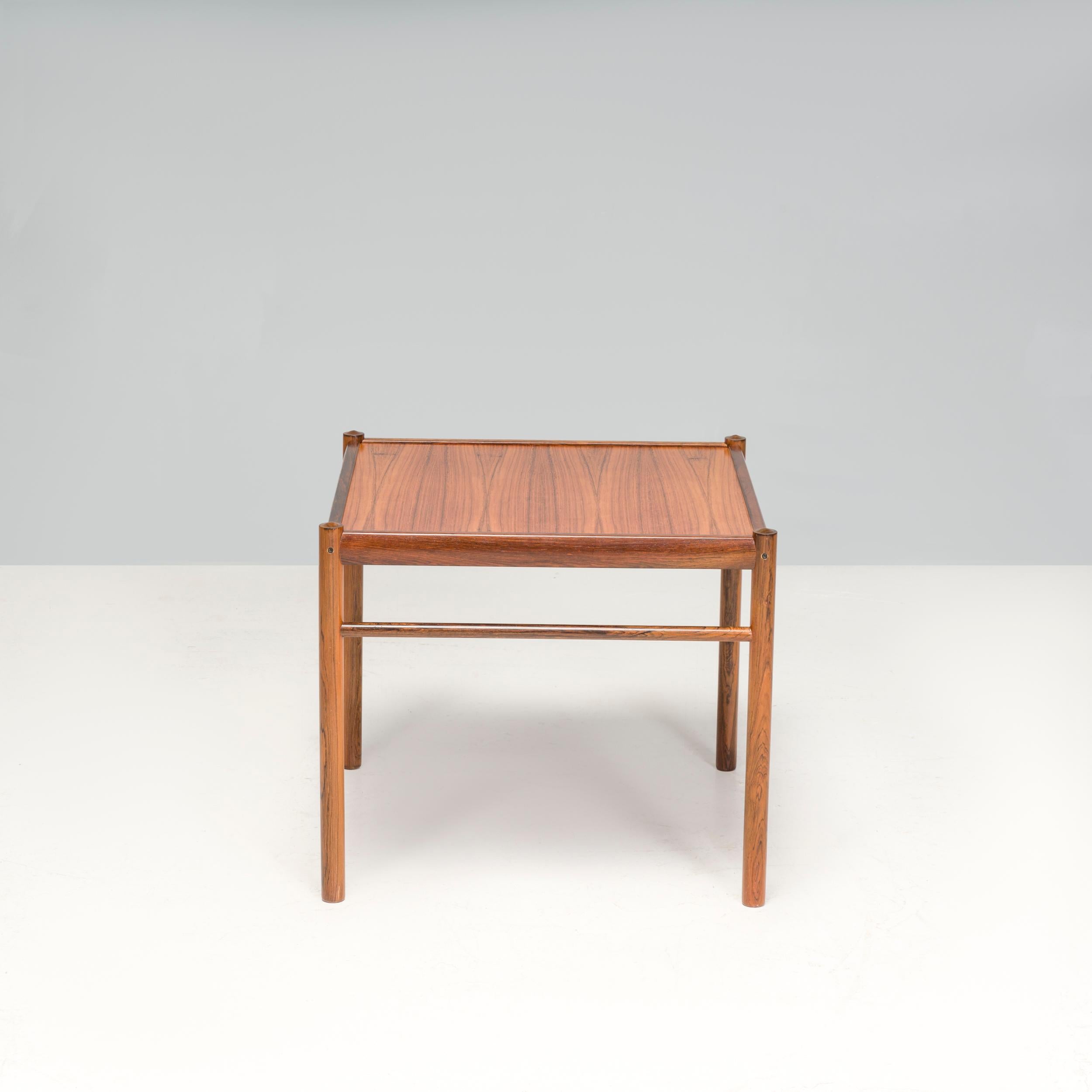Scandinavian Modern Mid Century Danish Ole Wanscher Rosewood Colonial Side Table by PJ furniture  For Sale