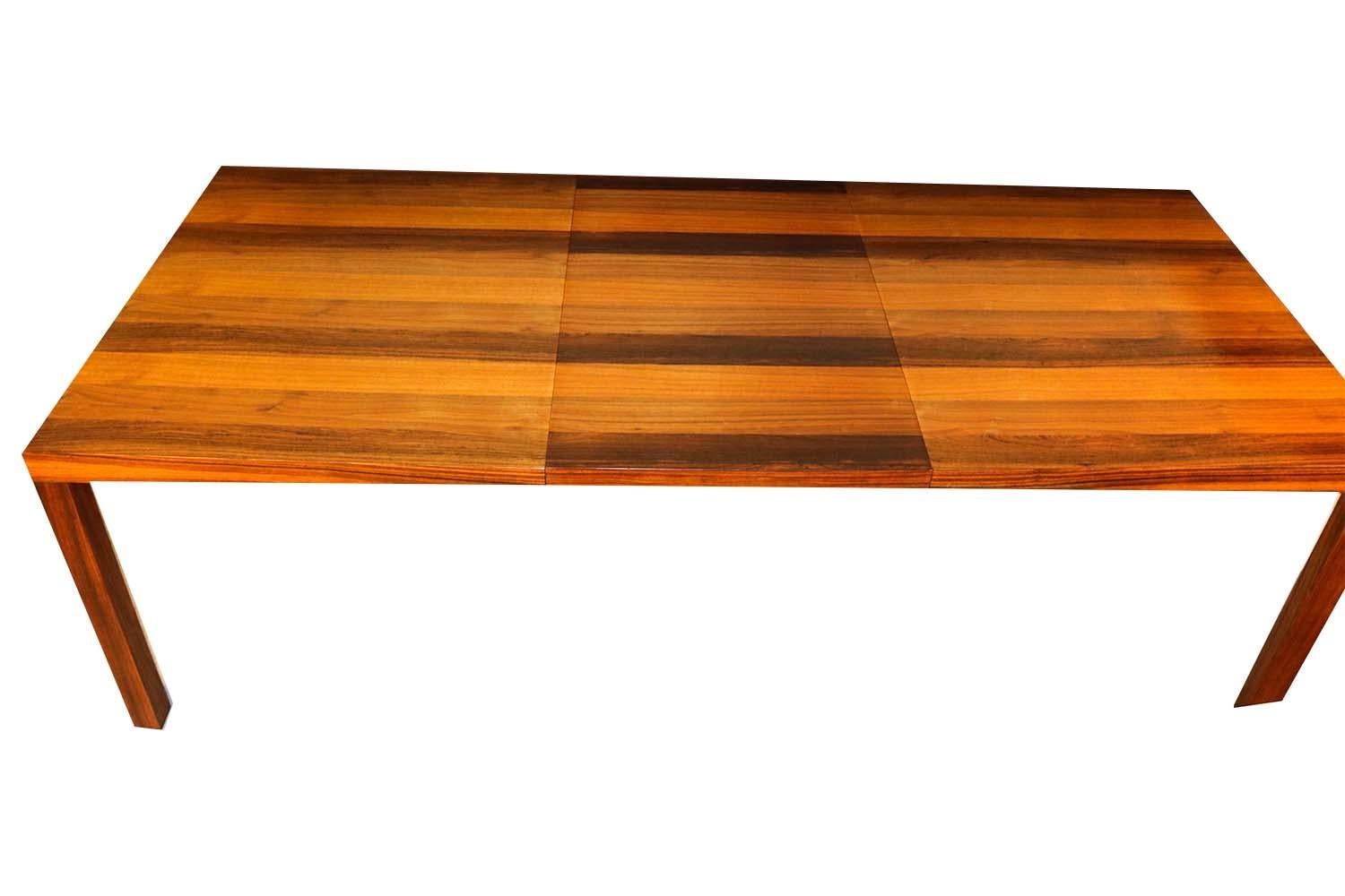 Veneer Midcentury Danish Parsons Dining Table Dyrlund Denmark Tri-Wood For Sale