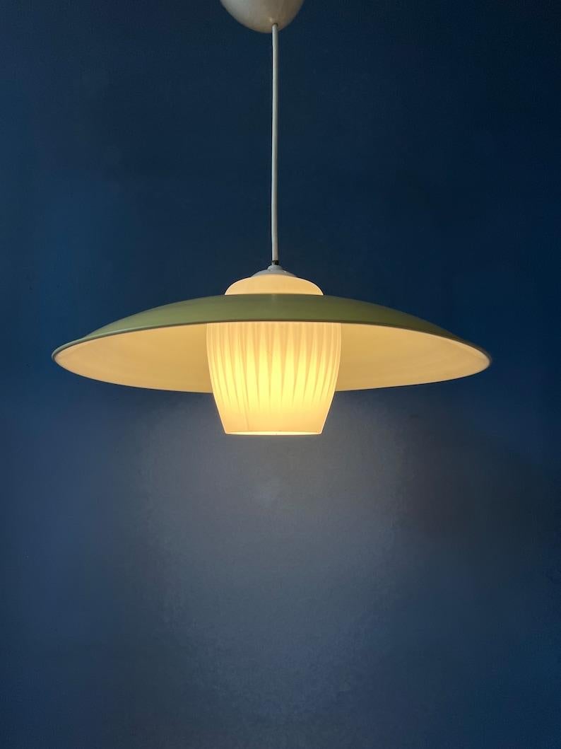 20th Century Mid Century Danish Pendant Lamp with Yellow Metal Cover, 1970s For Sale