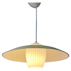 Mid Century Danish Pendant Lamp with Yellow Metal Cover, 1970s