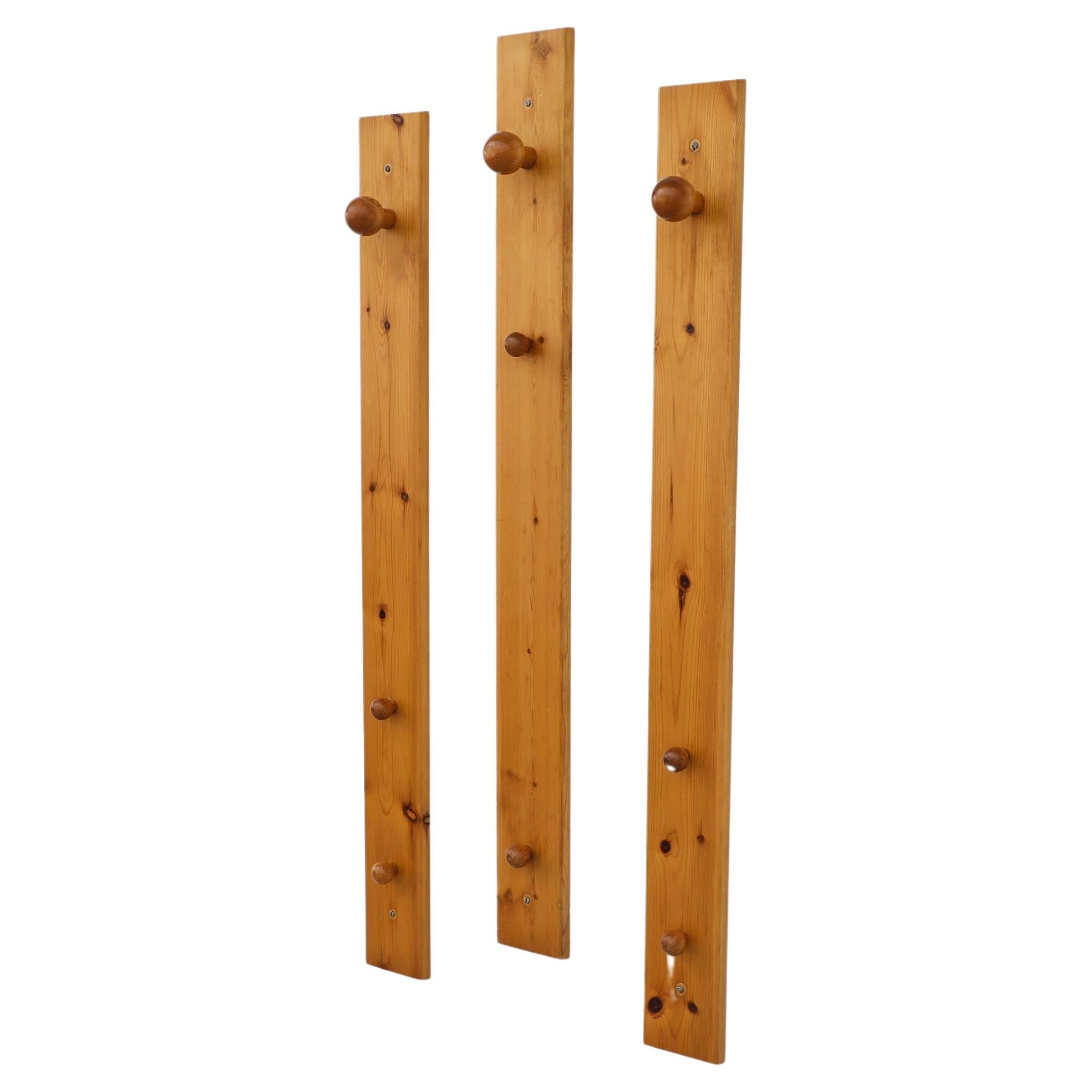 Mid-Century Swedish 3-Piece Pine Coat Rack