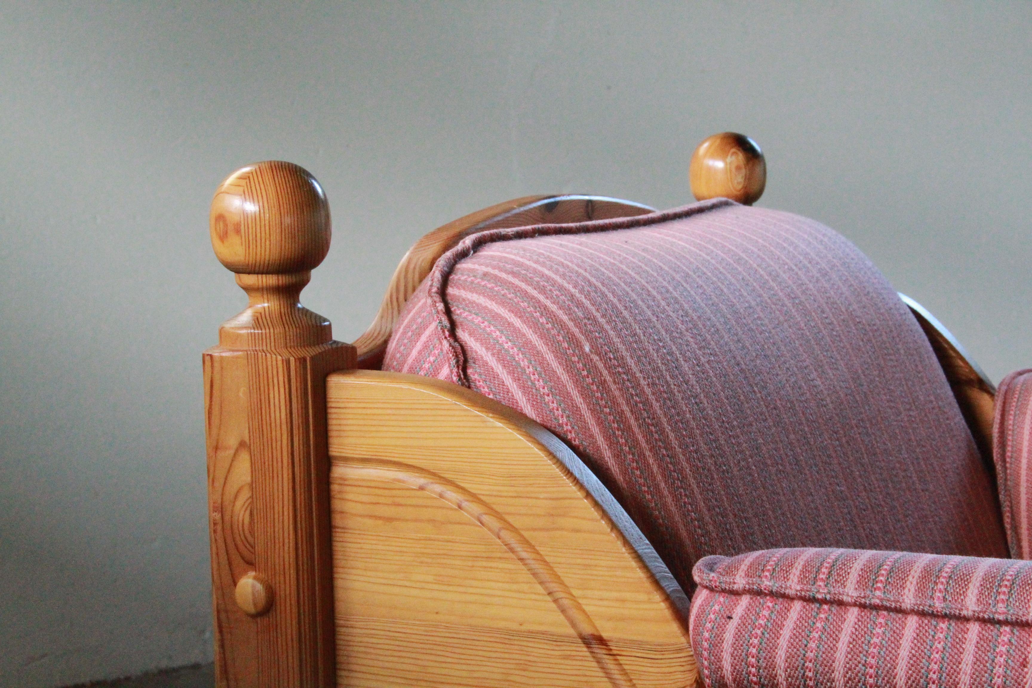 Late 20th Century Mid-Century Danish Pine Lounge Chair, 1970s For Sale
