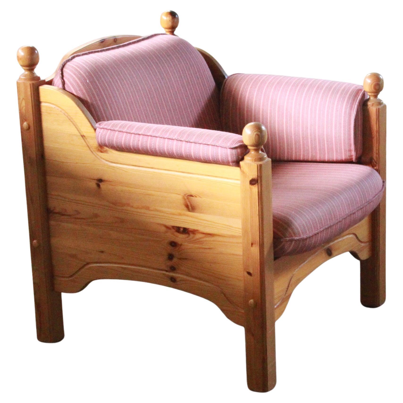 Mid-Century Danish Pine Lounge Chair, 1970s