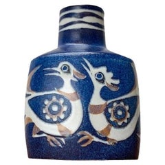 Dänische Baca-Linien-Vase aus Porzellan aus der Mitte des Jahrhunderts mit Vogeldesign von Nils, 1960er Jahre