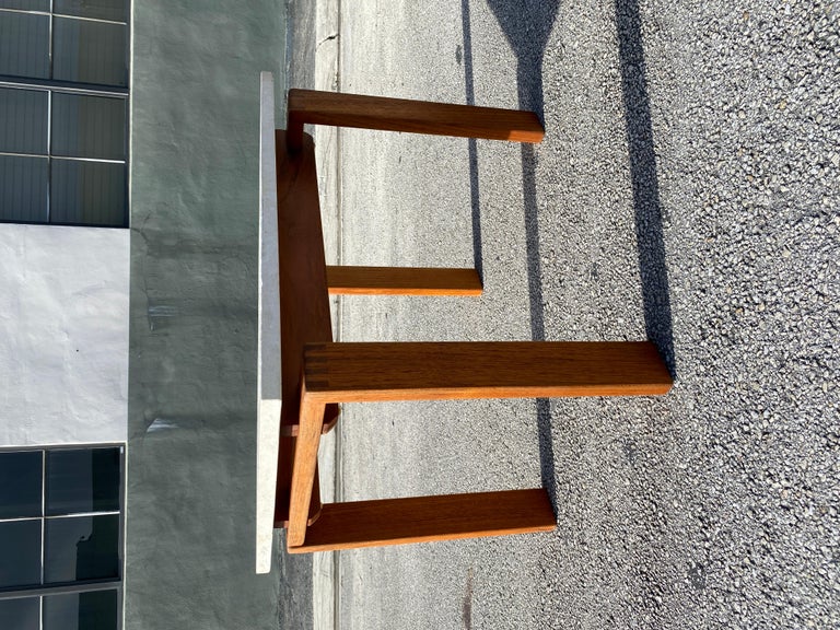 Gallery Detail: Mid Century Danish Rectangular Teak Table With Travertine Stone Top