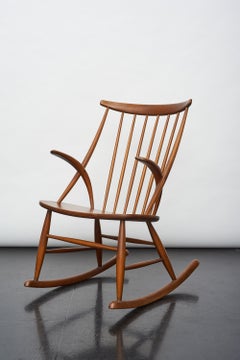 Sedia a dondolo danese di metà secolo di Illum Wikkelsø, anni '60