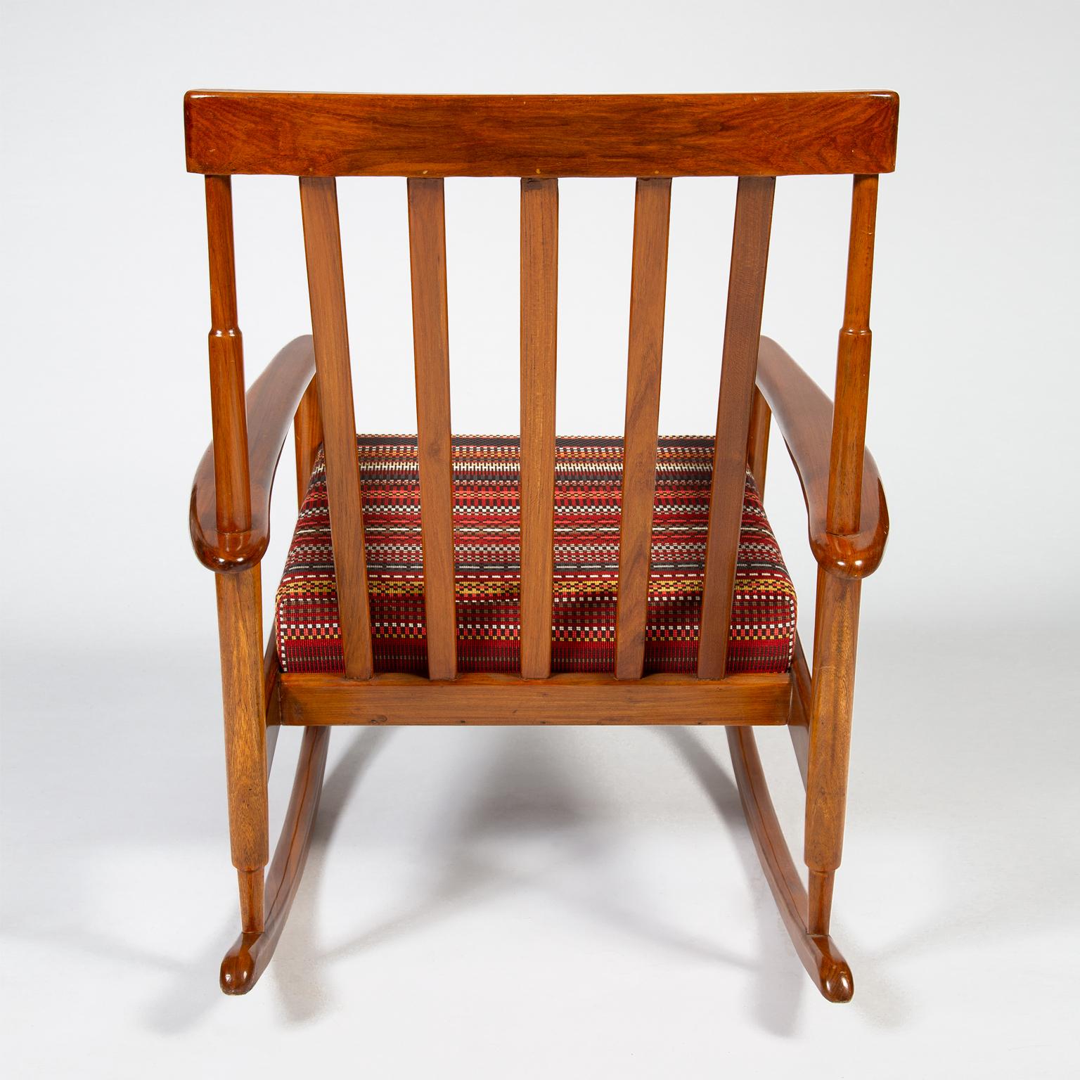 Mid-20th Century Midcentury Danish Rocking Chair Upholstered in Paul Smith Fabric For Sale