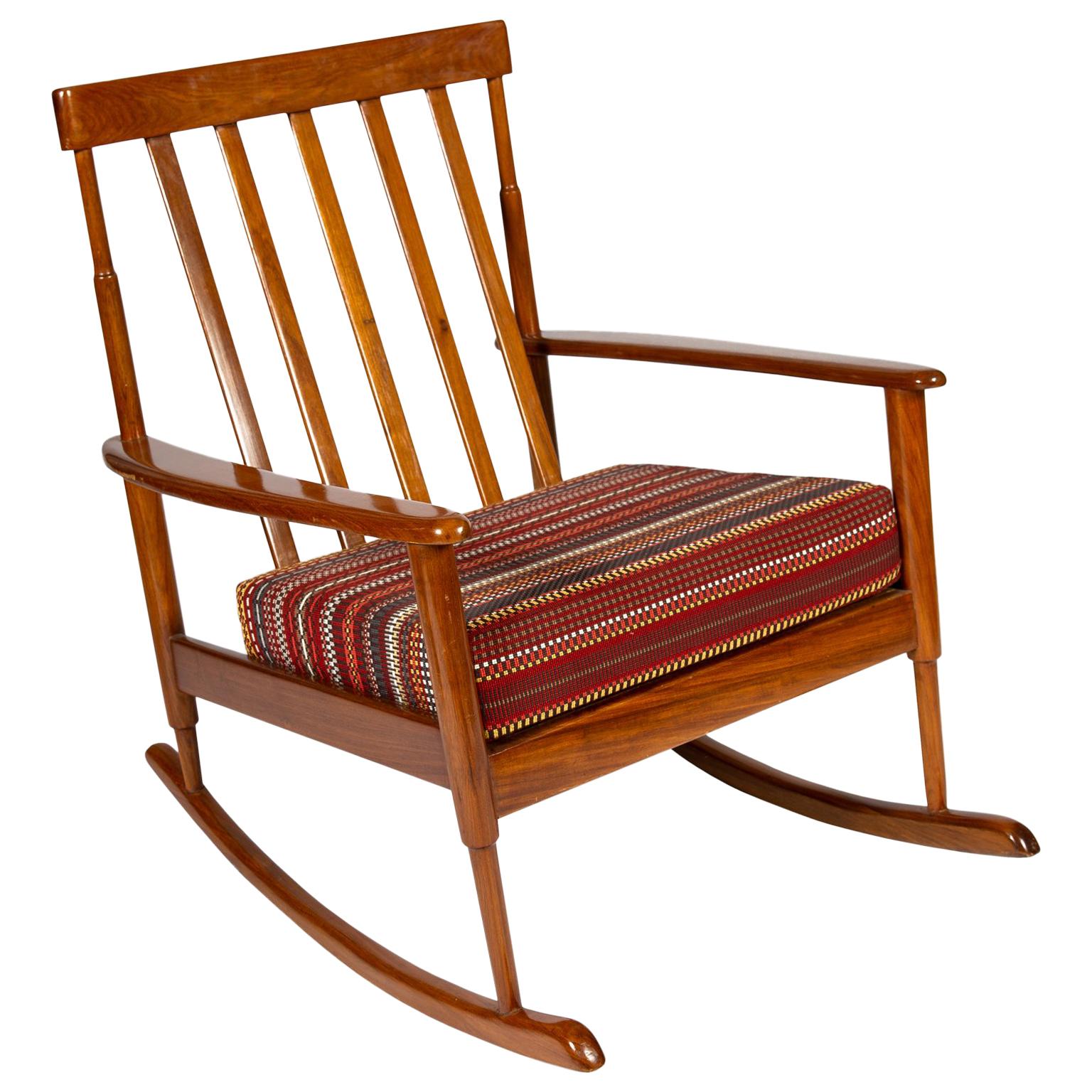 Midcentury Danish Rocking Chair Upholstered in Paul Smith Fabric For Sale