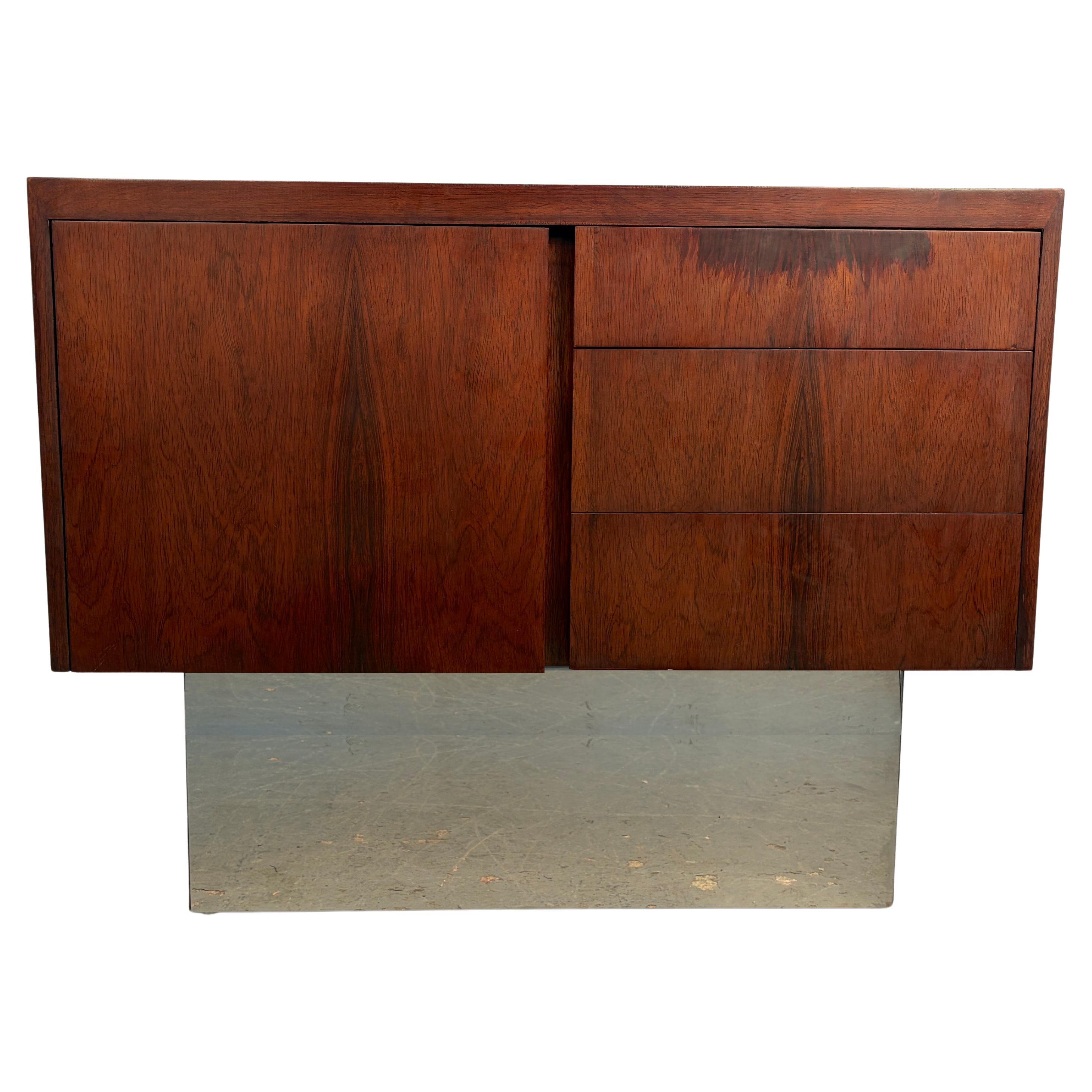 Mid-Century Danish Rosewood and Chrome Credenza For Sale