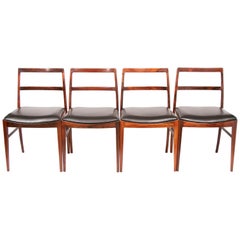 Midcentury Danish Rosewood and Leather Dining Chairs Model 430 by Arne Vodder