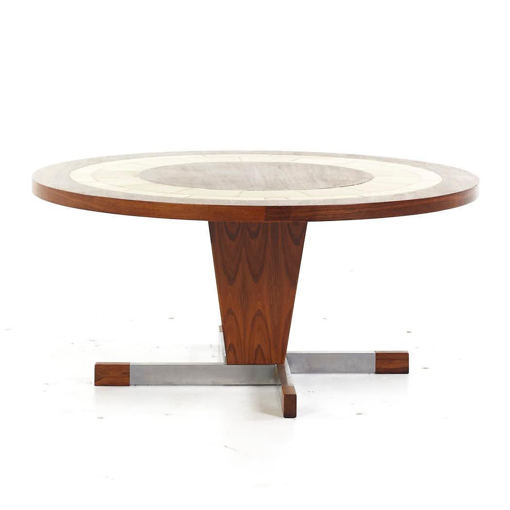 Mid Century Danish Rosewood and Tile Round Coffee Table

This coffee table measures: 43.5 wide x 43.5 deep x 20.25 inches high

All pieces of furniture can be had in what we call restored vintage condition. That means the piece is restored upon