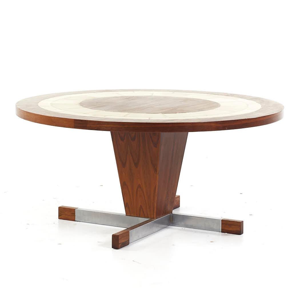 Mid-Century Modern Mid Century Danish Rosewood and Tile Round Coffee Table For Sale