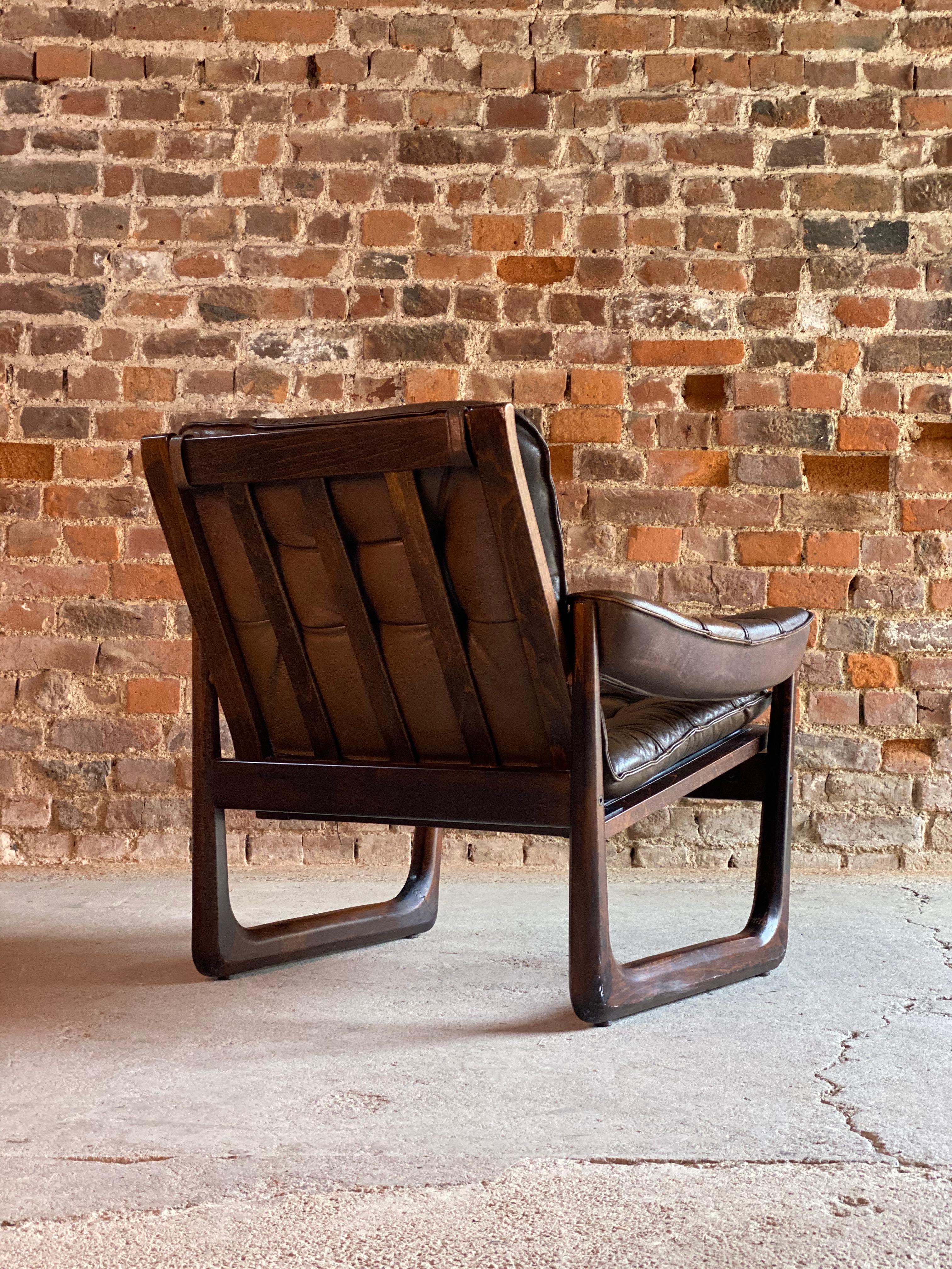 Midcentury Danish Rosewood Armchair with Sled base Rosewood, circa 1970 4
