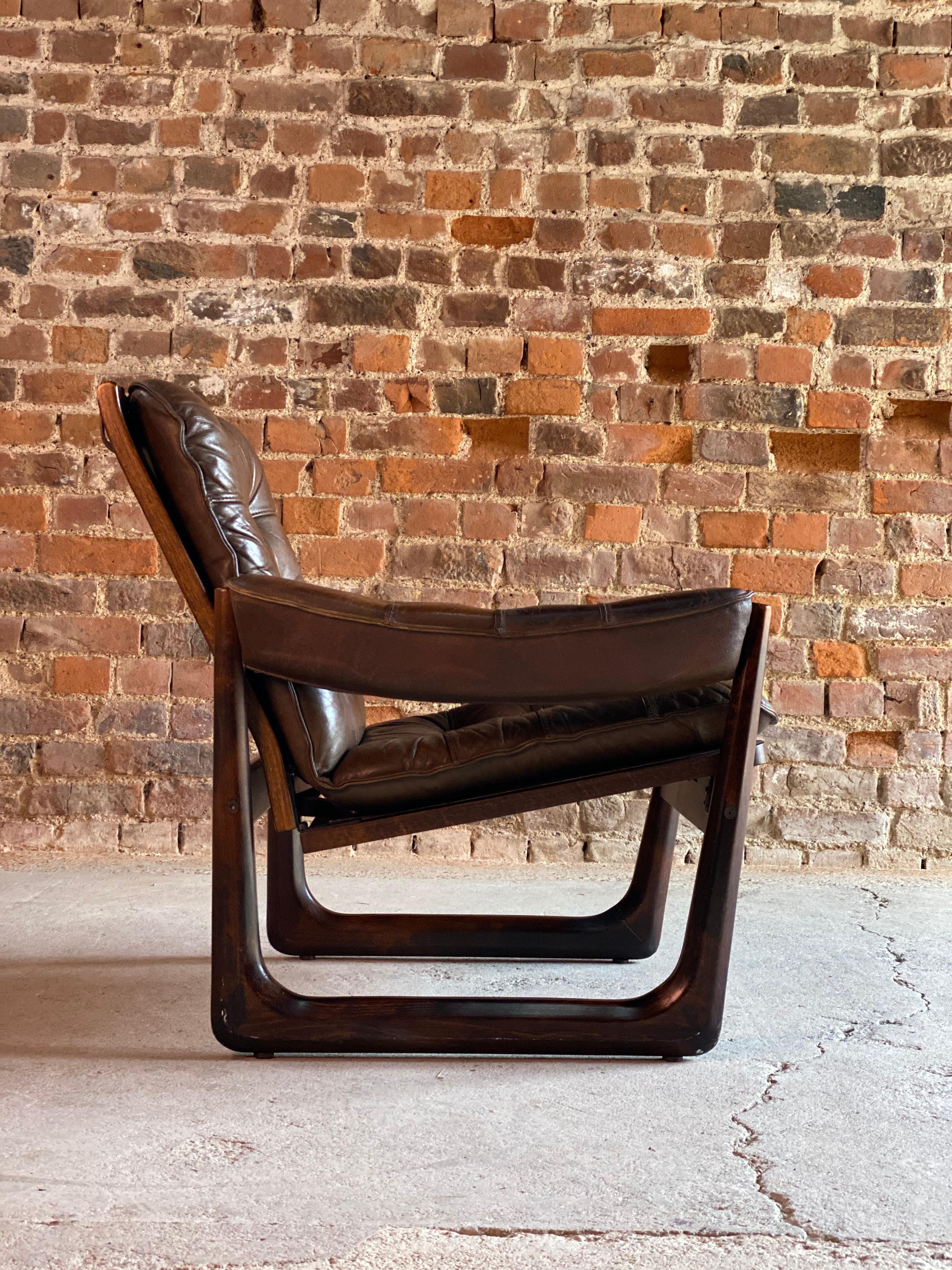 Midcentury Danish Rosewood Armchair with Sled base Rosewood, circa 1970 5