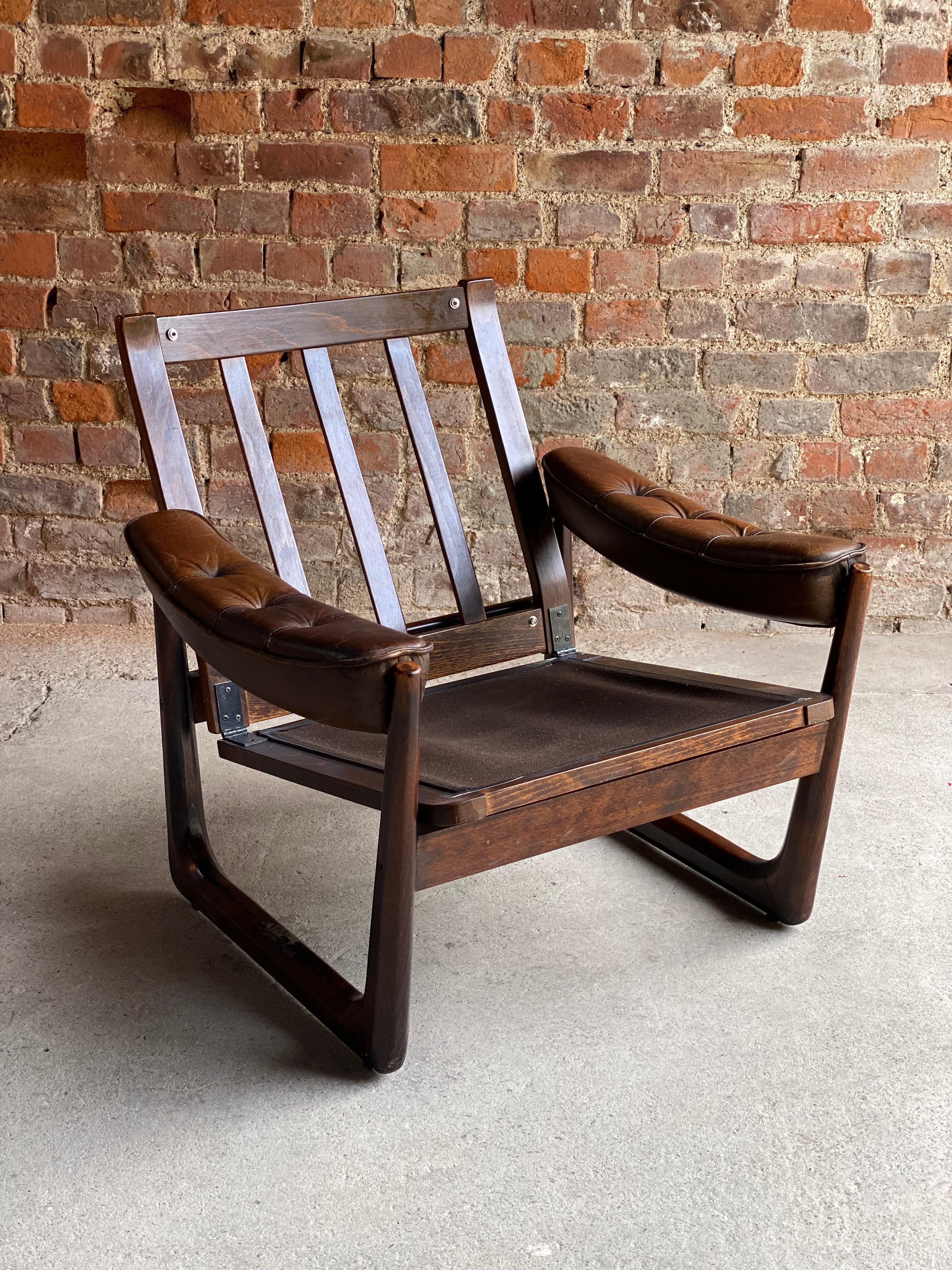 Midcentury Danish Rosewood Armchair with Sled base Rosewood, circa 1970 In Good Condition In Longdon, Tewkesbury